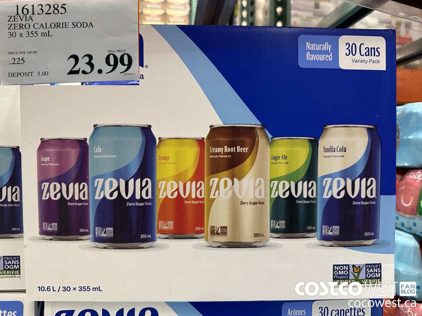 1613285 ZEVIA ZERO CALORIE SODA 30 X 355ML $23.99