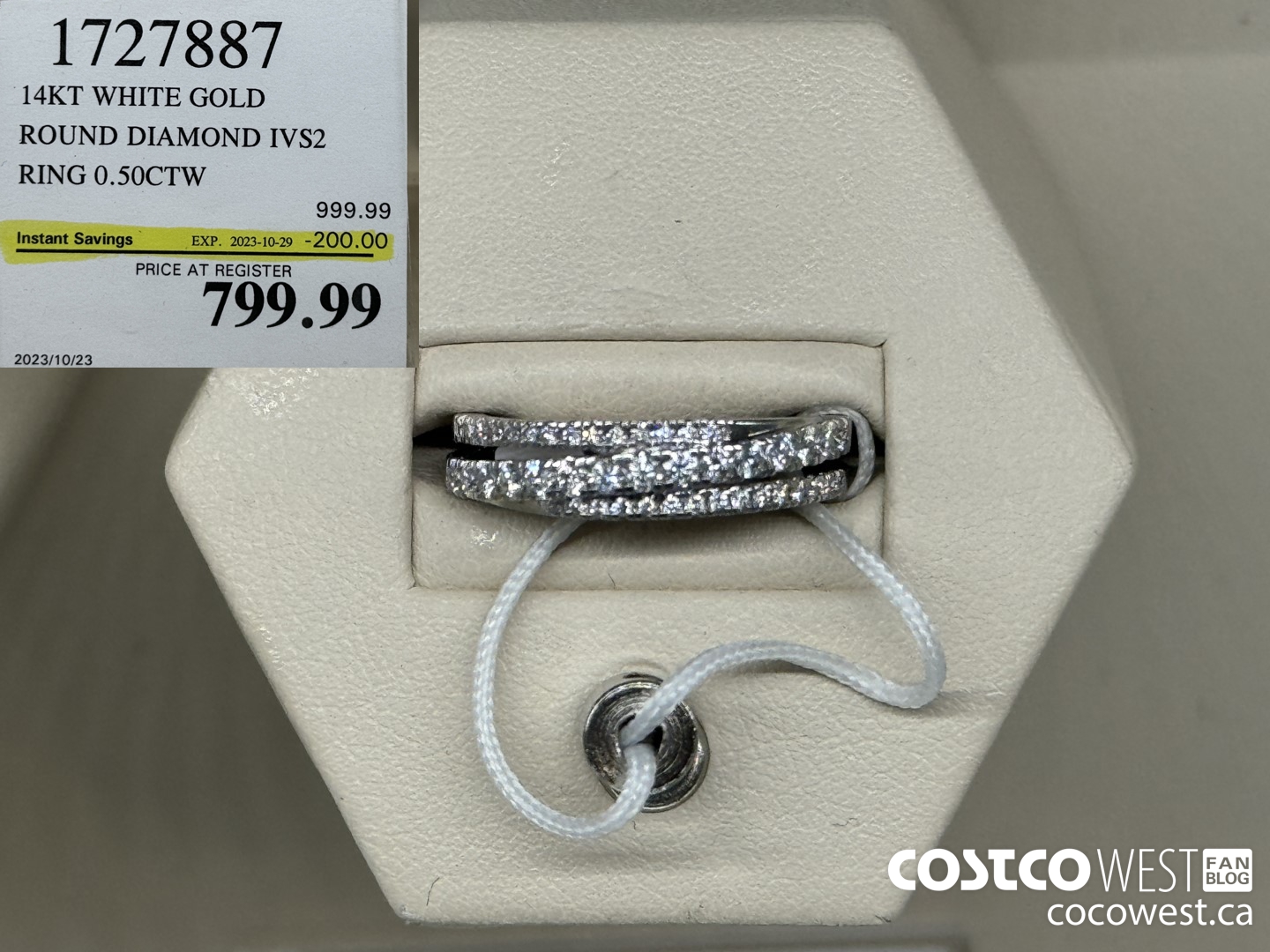 1727887 14KT WHITE GOLD ROUND DIAMOND IVS2 RING 0.50CTW ($200.00 INSTANT SAVINGS EXPIRES ON 2023-10-29) $799.99