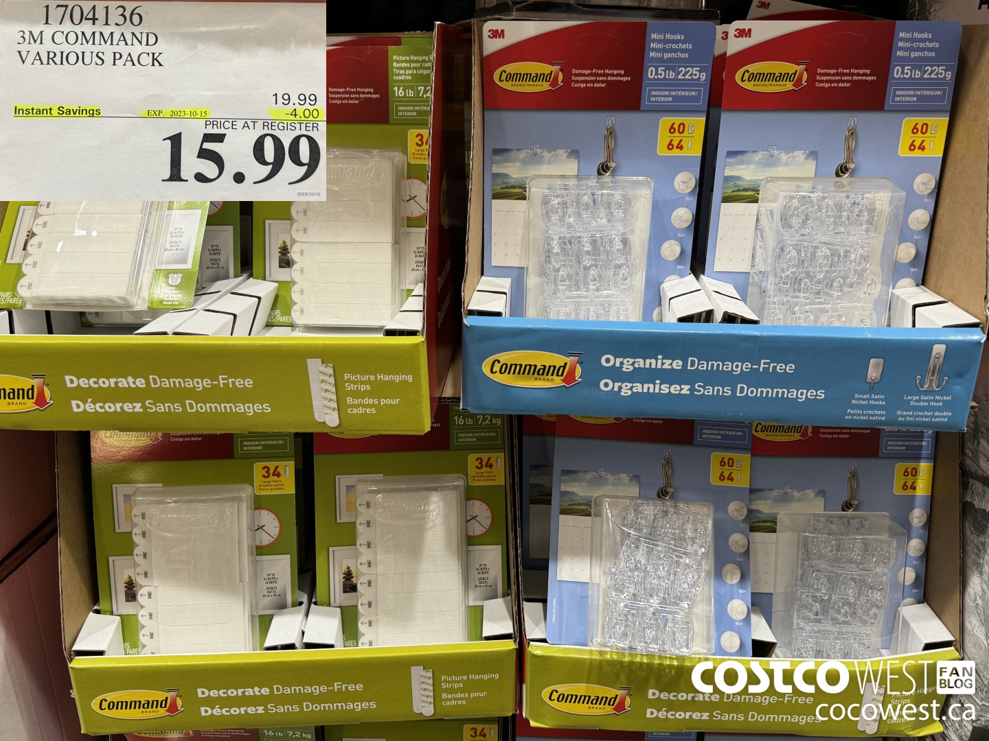 1704136 3M COMMAND VARIOUS PACK ($4.00 INSTANT SAVINGS EXPIRES ON 2023-10-15) $15.99