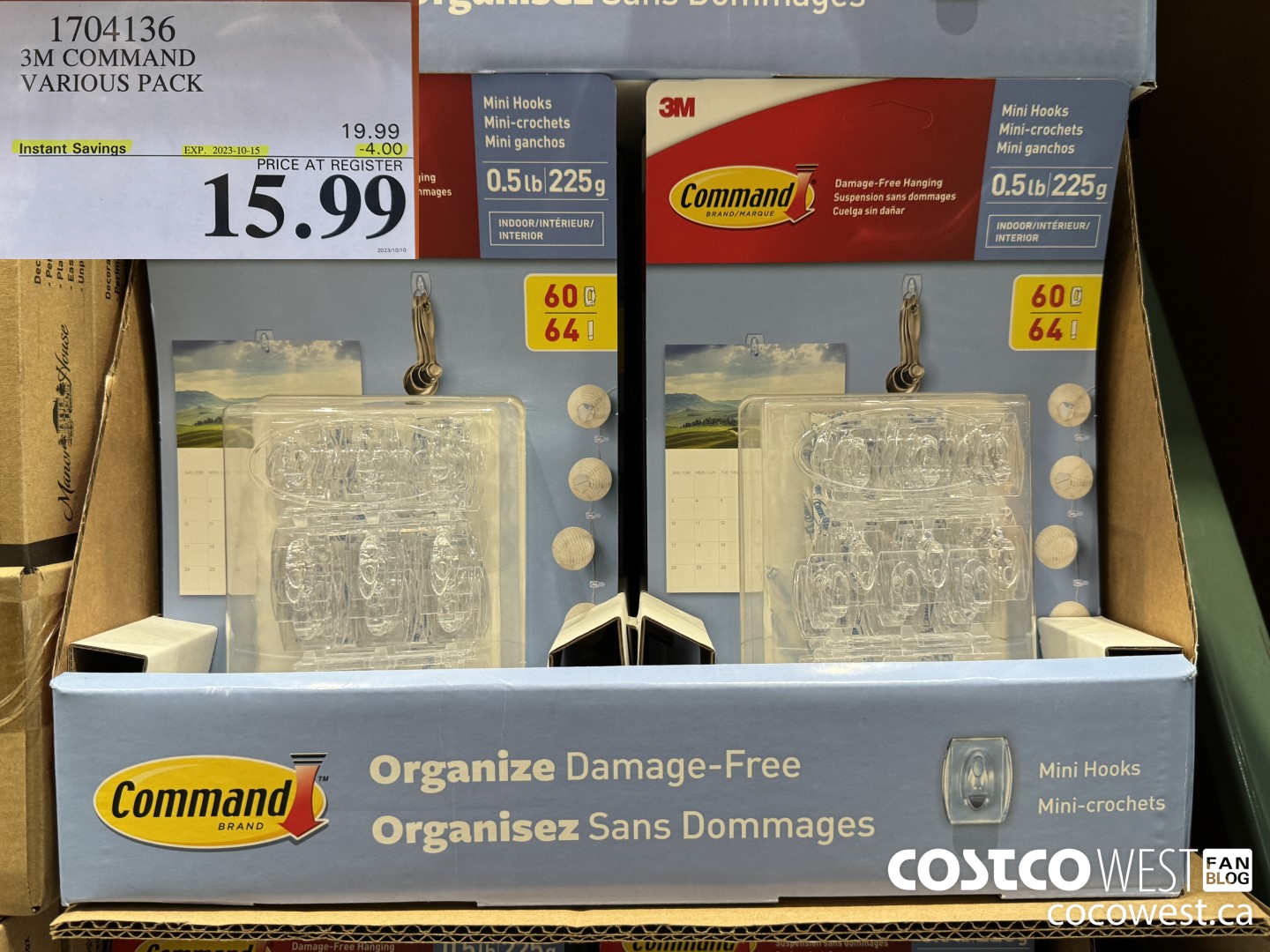 1704136 3M COMMAND VARIOUS PACK ($4.00 INSTANT SAVINGS EXPIRES ON 2023-10-15) $15.99