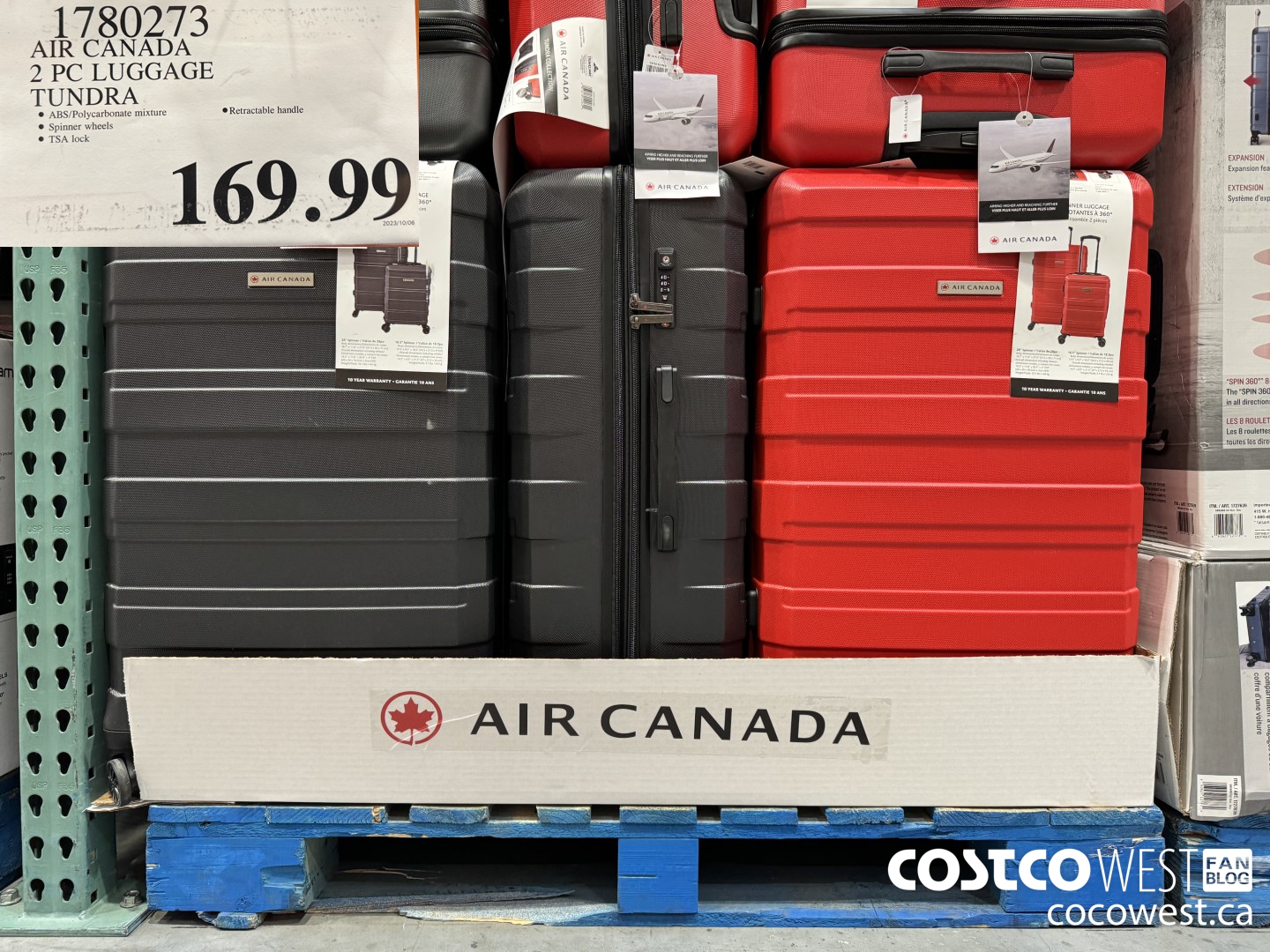 1780273 AIR CANADA 2 PC LUGGAGE TUNDRA $169.99