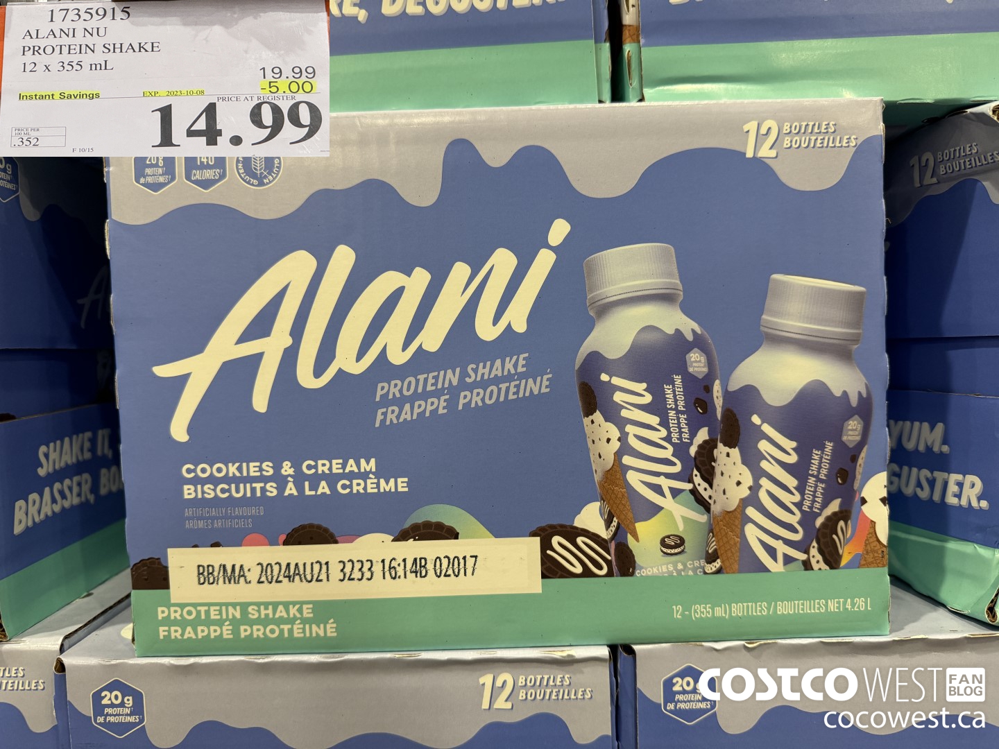 1735915 ALANI NU PROTEIN SHAKE 12 X 355ML ($5.00 INSTANT SAVINGS EXPIRES ON 2023-10-08) $14.99