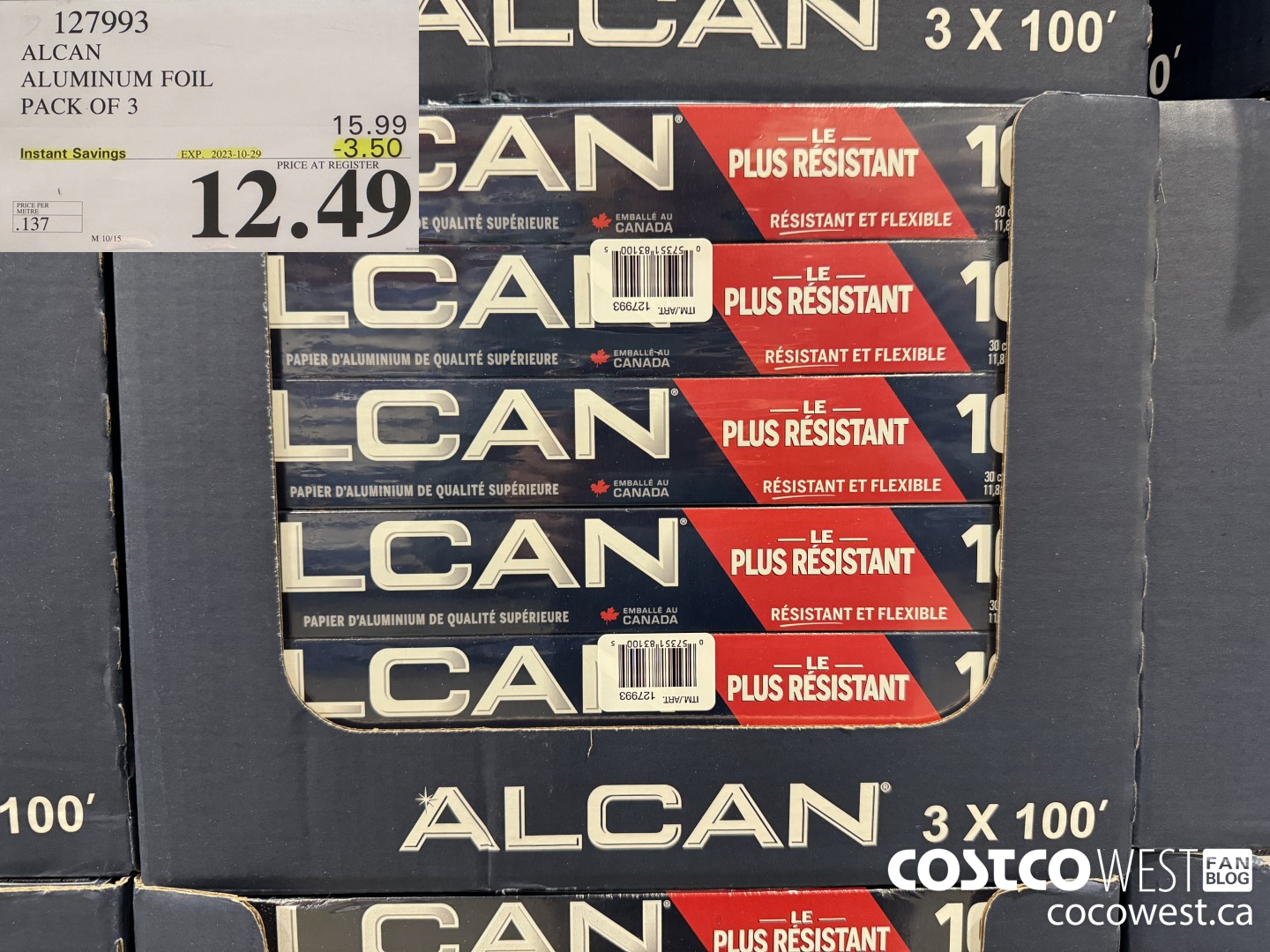 127993 ALCAN ALUMINUM FOIL PACK OF 3 ($3.50 INSTANT SAVINGS EXPIRES ON 2023-10-29) $12.49