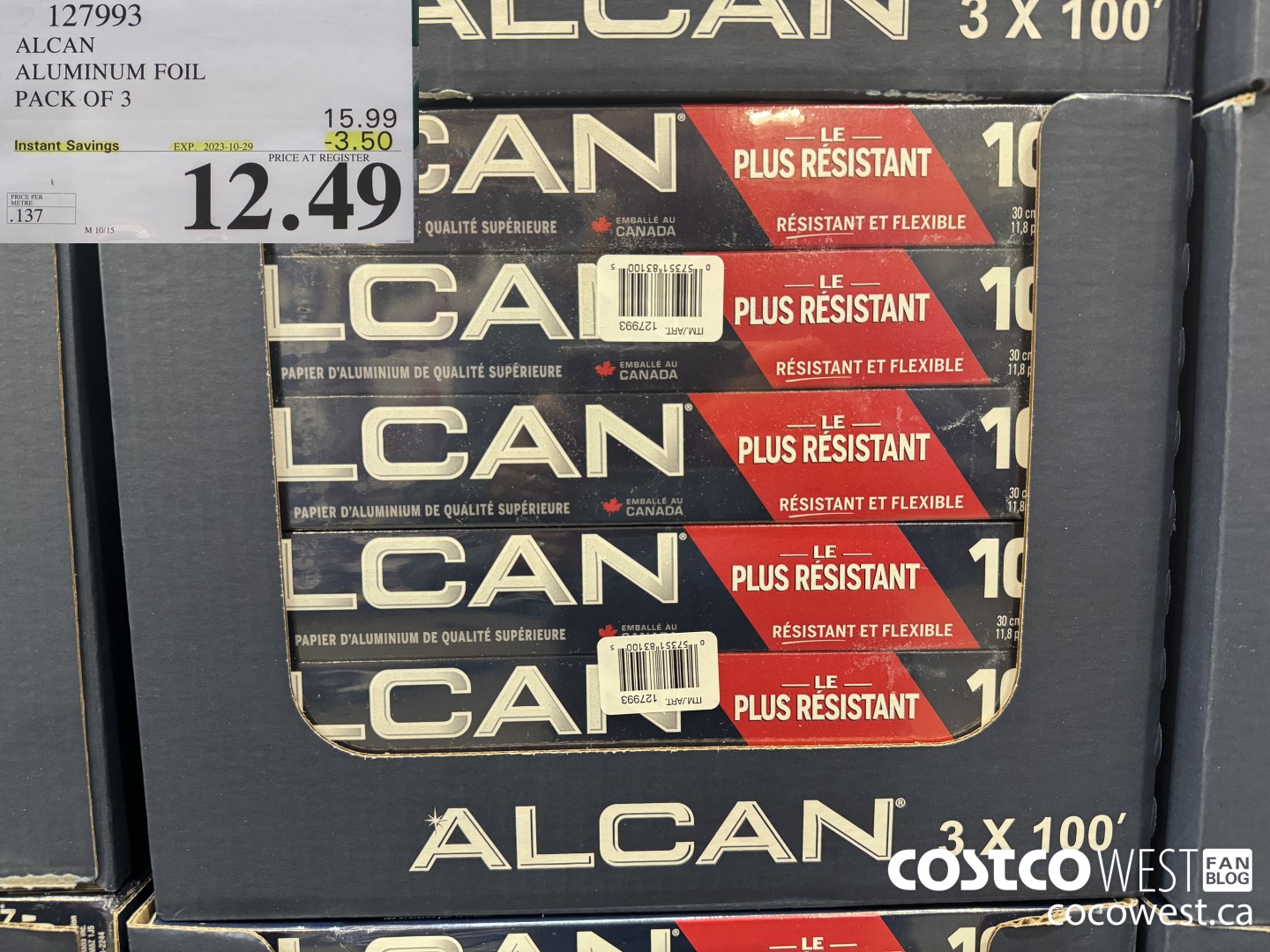 127993 ALCAN ALUMINUM FOIL PACK OF 3 ($3.50 INSTANT SAVINGS EXPIRES ON 2023-10-29) $12.49