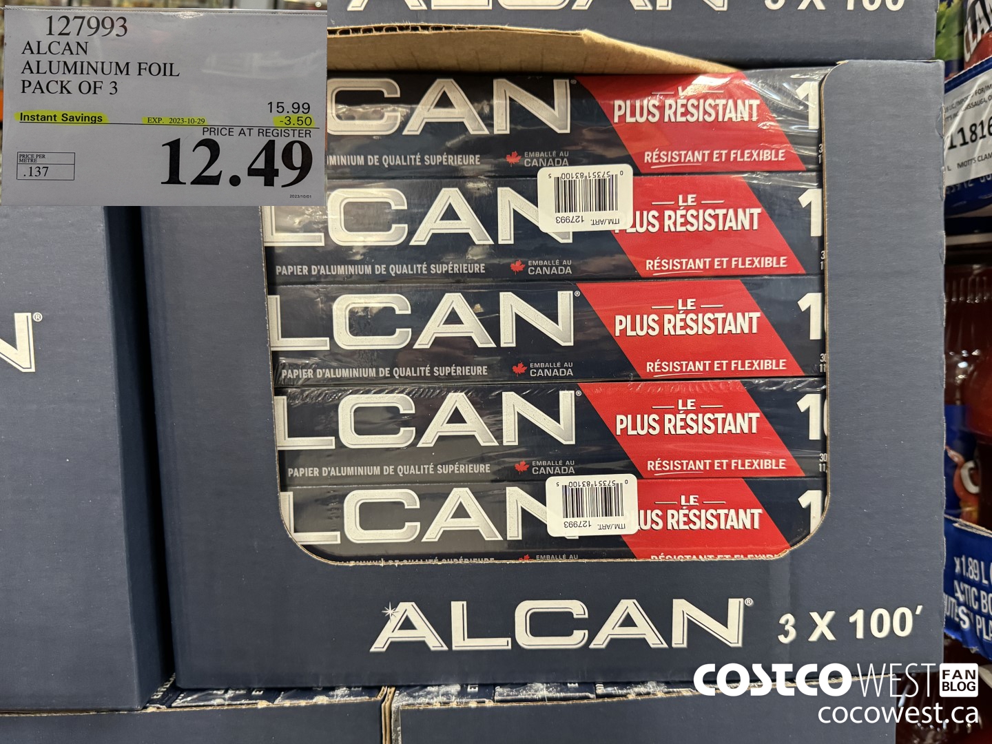 127993 ALCAN ALUMINUM FOIL PK OF 3 30.5cm x 30.4m ($3.50 INSTANT SAVINGS EXPIRES ON 2023-10-29) $12.49