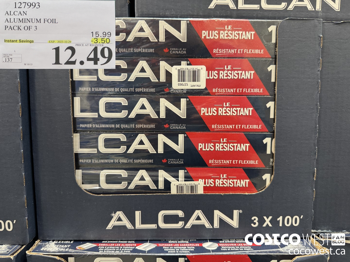 127993 ALCAN ALUMINUM FOIL PK OF 3 30.5cm x 30.4m ($3.50 INSTANT SAVINGS EXPIRES ON 2023-10-29) $12.49