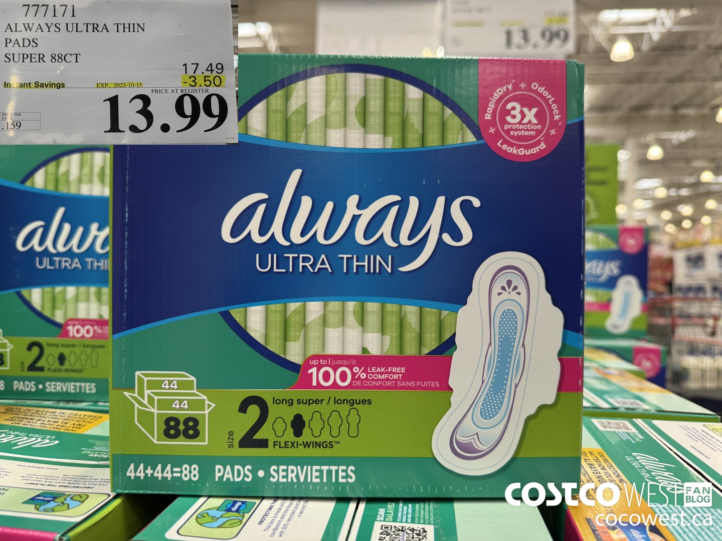 777171 ALWAYS ULTRA THIN PADS SUPER 88CT ($3.50 INSTANT SAVINGS EXPIRES ON 2023-10-15) $13.99