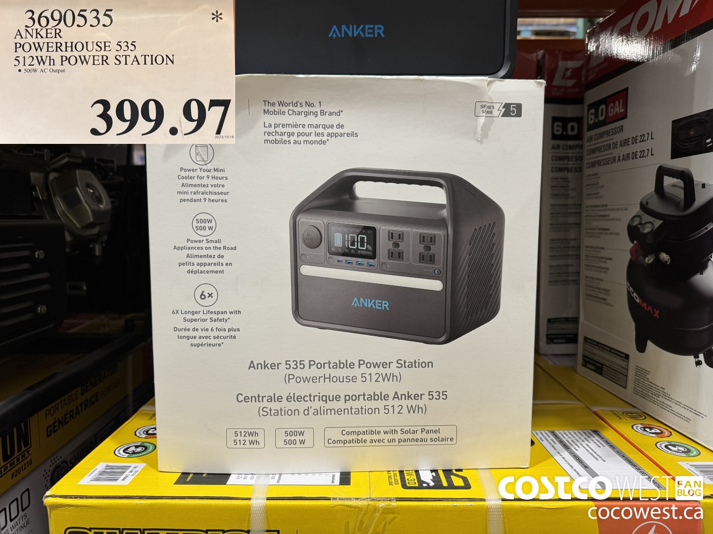 3690535 ANKER POWERHOUSE 535 512WH POWER STATION $399.97