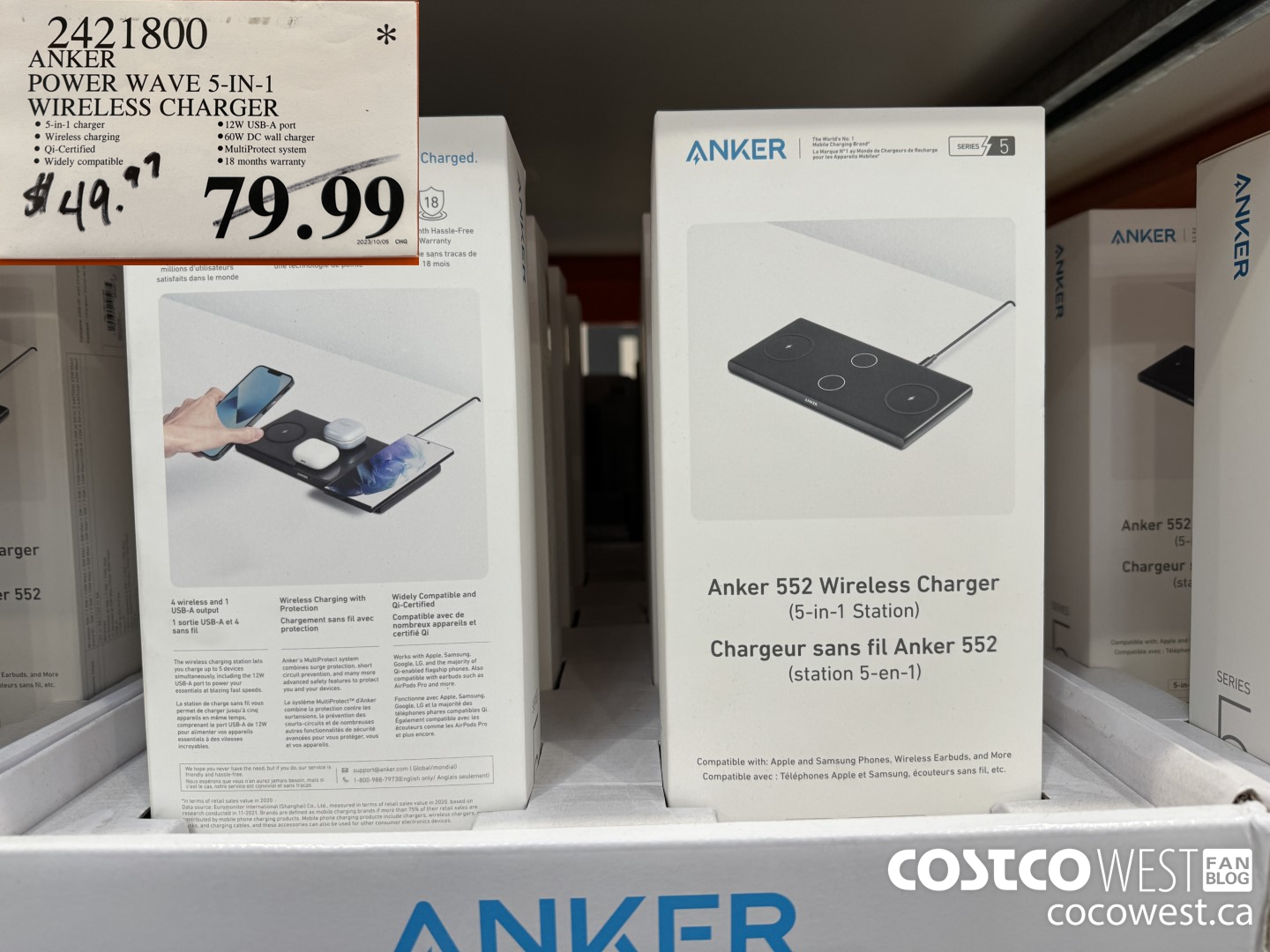 2421800 ANKER POWER WAVE 5-IN-1 WIRELESS CHARGER $49.97