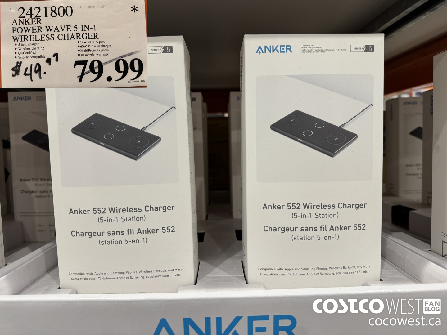 2421800 ANKER POWER WAVE 5-IN-1 WIRELESS CHARGER $49.97