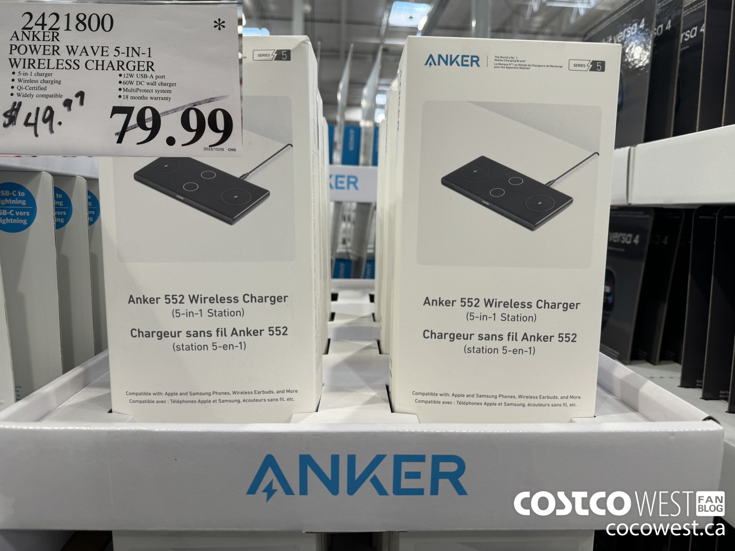 2421800 ANKER POWER WAVE 5-IN-1 WIRELESS CHARGER $49.97