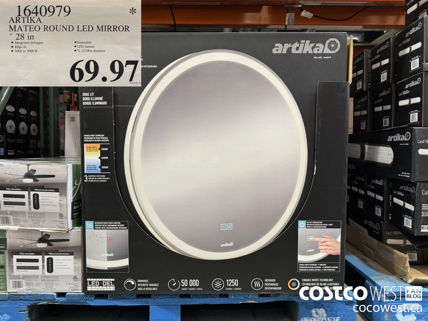 1640979 ARTIKA MATEO 28 IN LED ROUND MIRROR $69.97