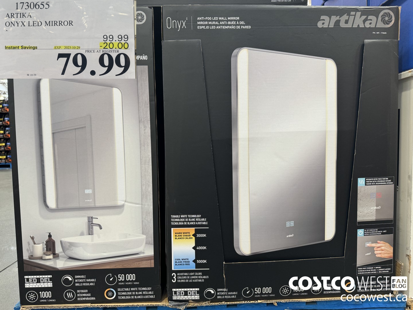 1730655 ARTIKA ONYX LED MIRROR ($20.00 INSTANT SAVINGS EXPIRES ON 2023-10-29) $79.99