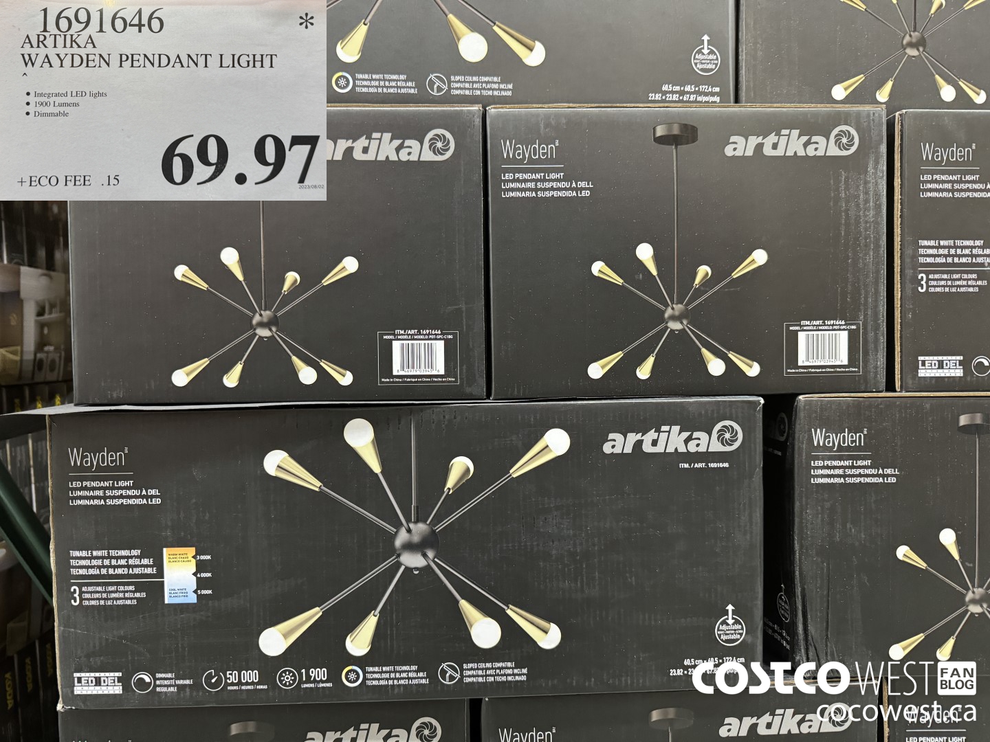 1691646 ARTIKA WAYDEN LED PENDANT LIGHT $69.97