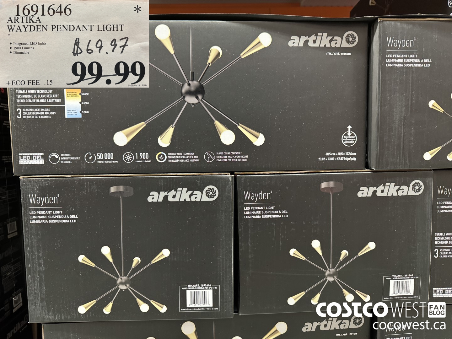 1691646 ARTIKA WAYDEN LED PENDANT LIGHT $69.97