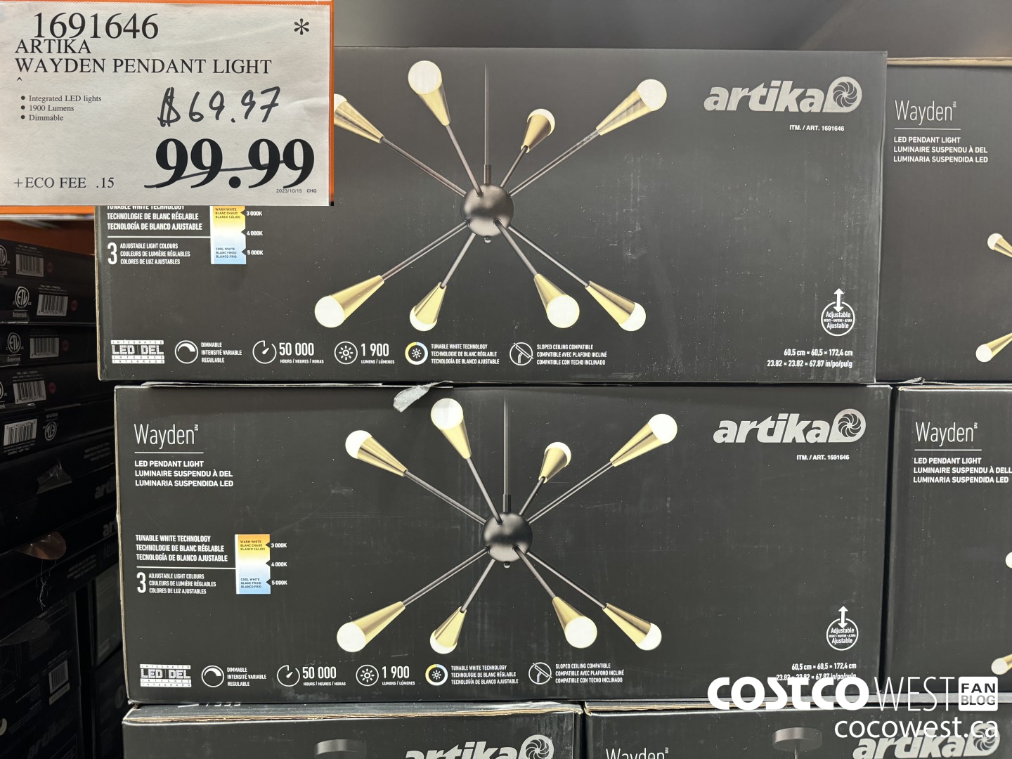 1691646 ARTIKA WAYDEN LED PENDANT LIGHT $69.97