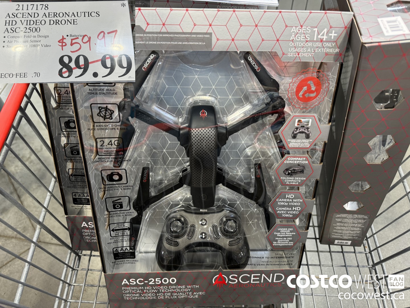 2117178 ASCEND AERONAUTICS HD VIDEO DRONE ASC-2500 $59.97