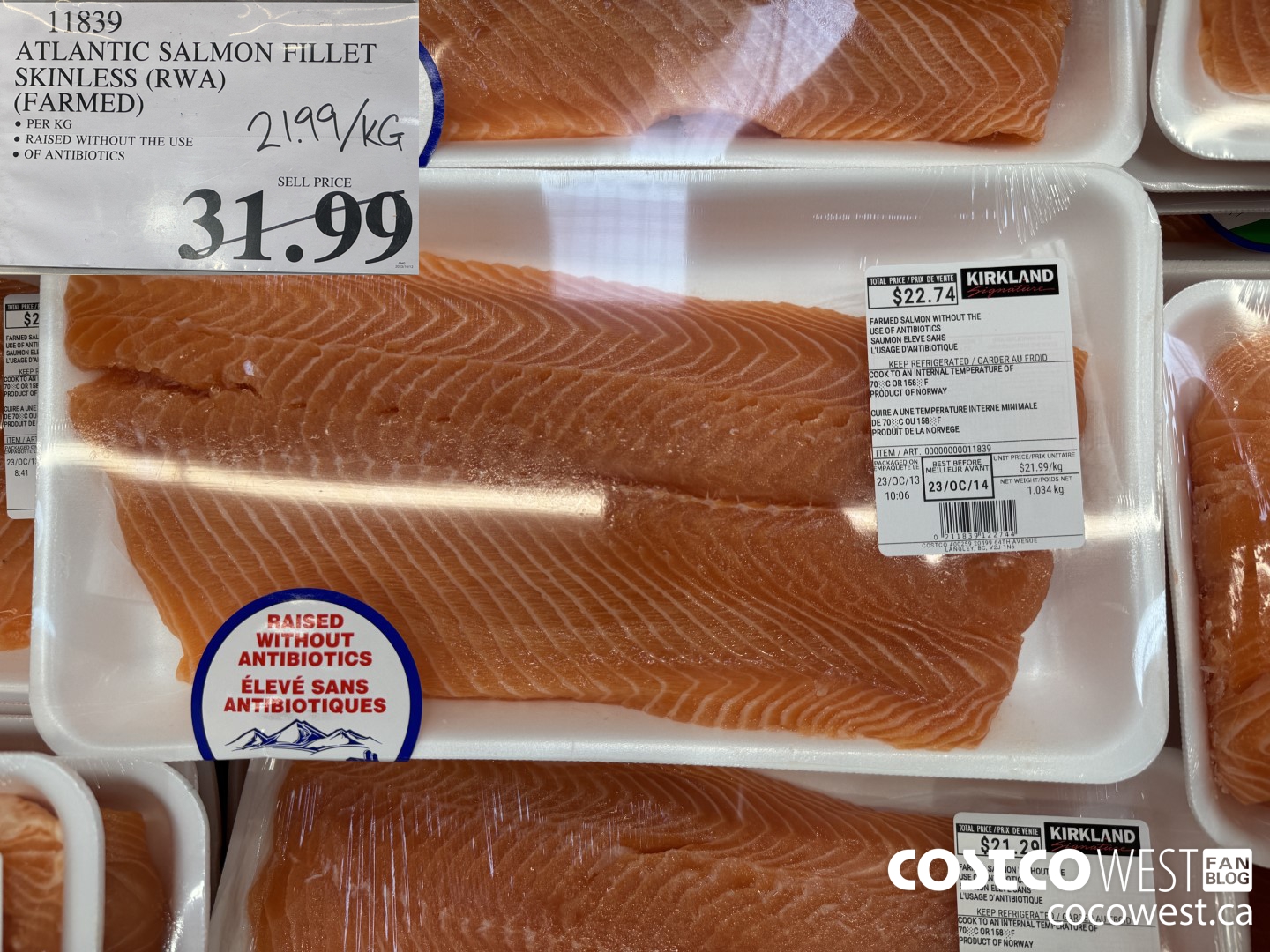 11839 ATLANTIC SALMON FILLET SKINLESS (RWA)(FARMED) $21.99