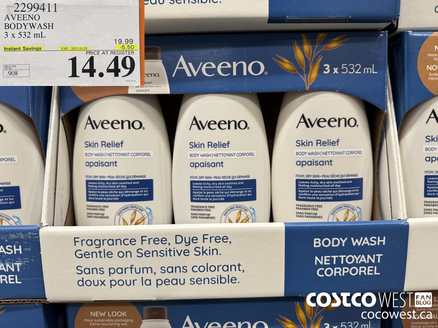 2299411 AVEENO SKIN RELIEF BODYWASH 3 x 532 mL ($5.50 INSTANT SAVINGS EXPIRES ON 2023-10-29) $14.49