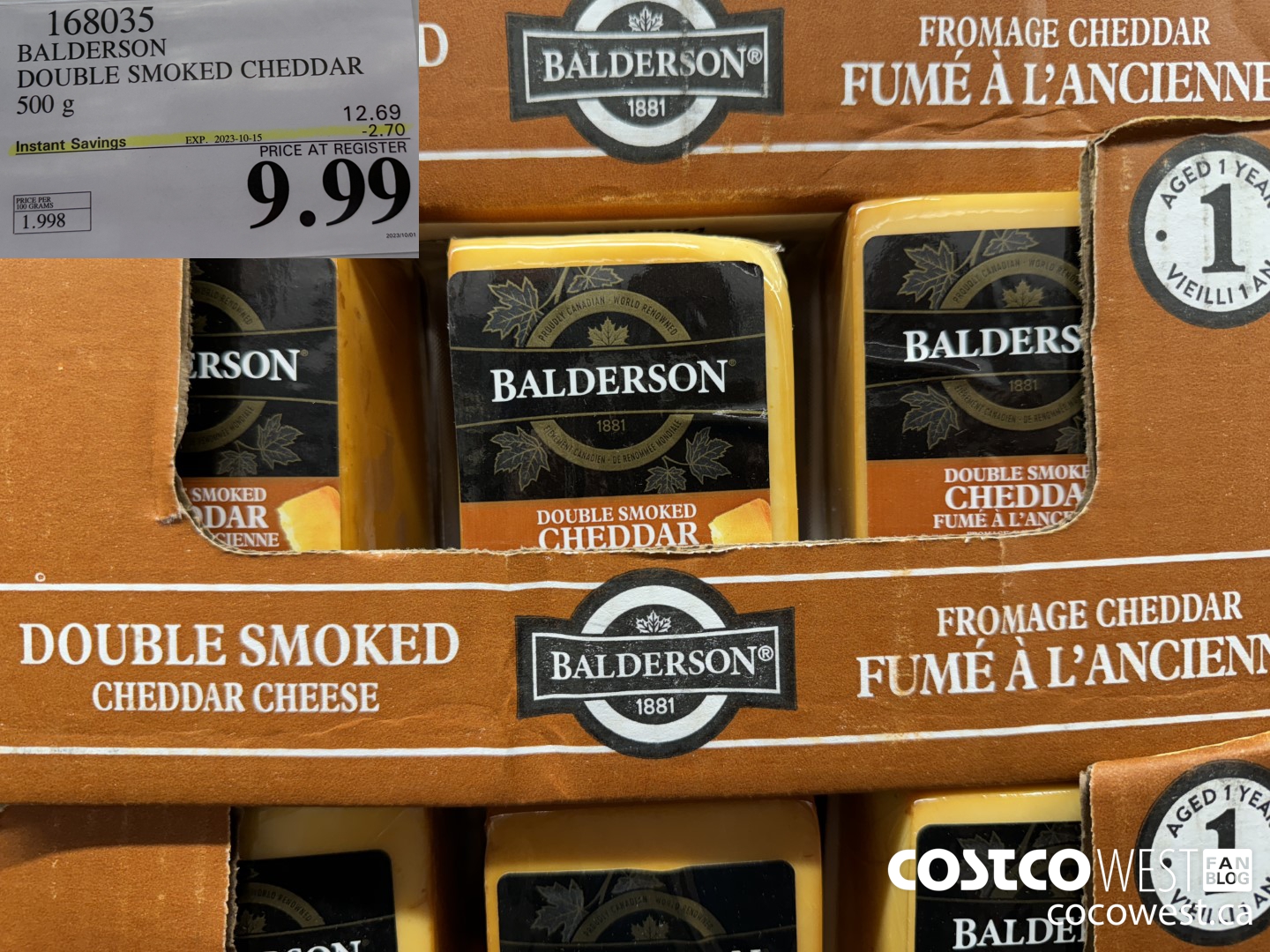 168035 BALDERSON DOUBLE SMOKED CHEDDAR 500 g ($2.70 INSTANT SAVINGS EXPIRES ON 2023-10-15) $9.99