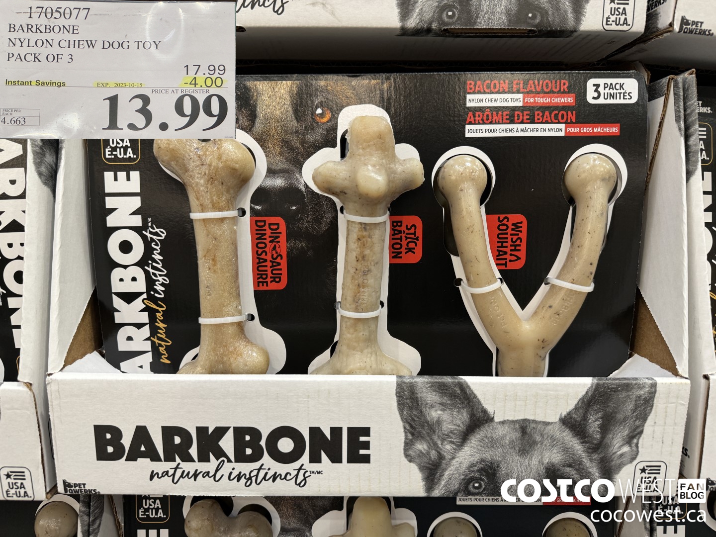 1705077 BARKBONE NYLON CHEW DOG TOY PACK OF 3 ($4.00 INSTANT SAVINGS EXPIRES ON 2023-10-15) $13.99