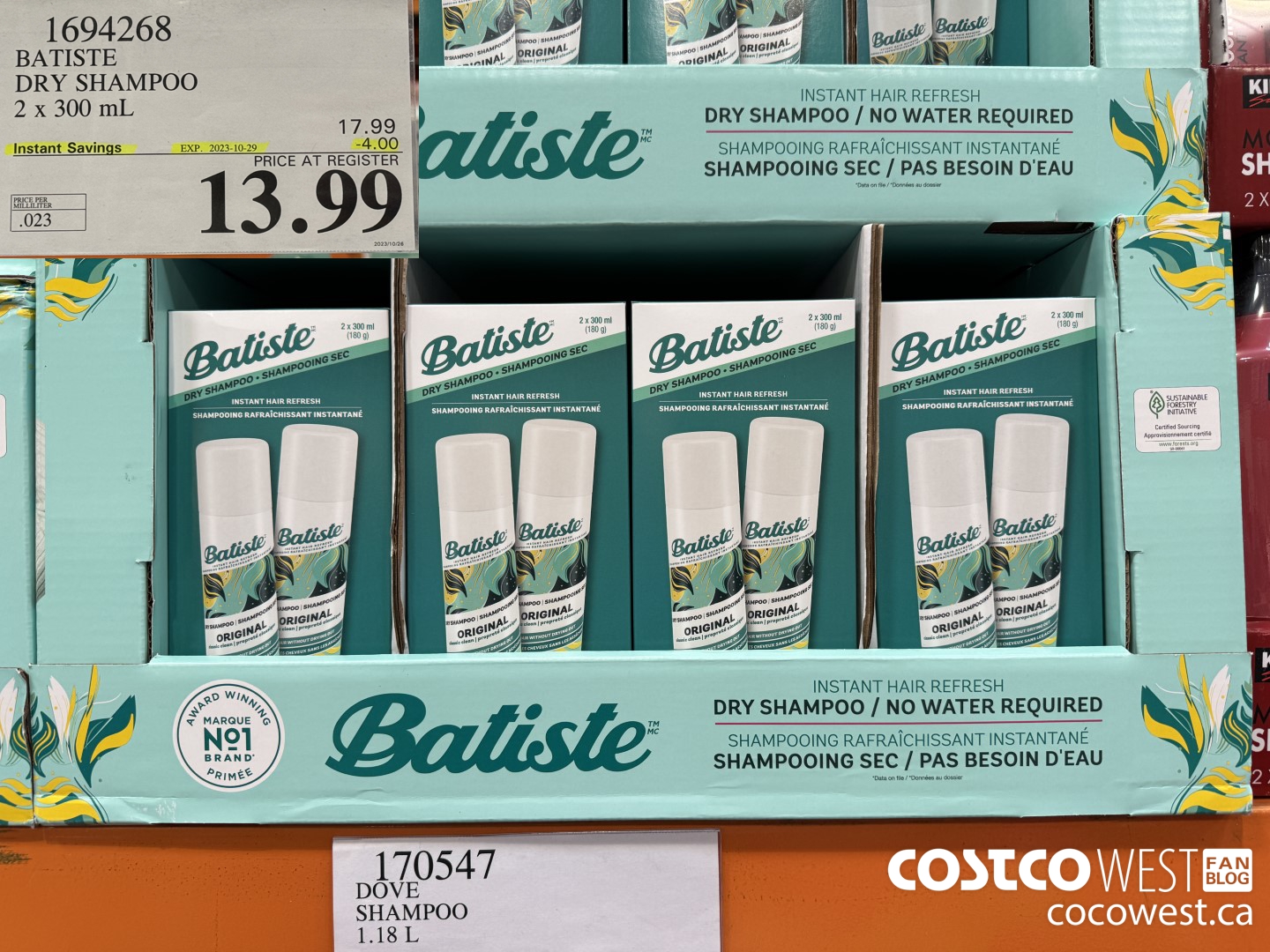 1694268 BATISTE DRY SHAMPOO 2 X 300 ML ($4.00 INSTANT SAVINGS EXPIRES ON 2023-10-29) $13.99
