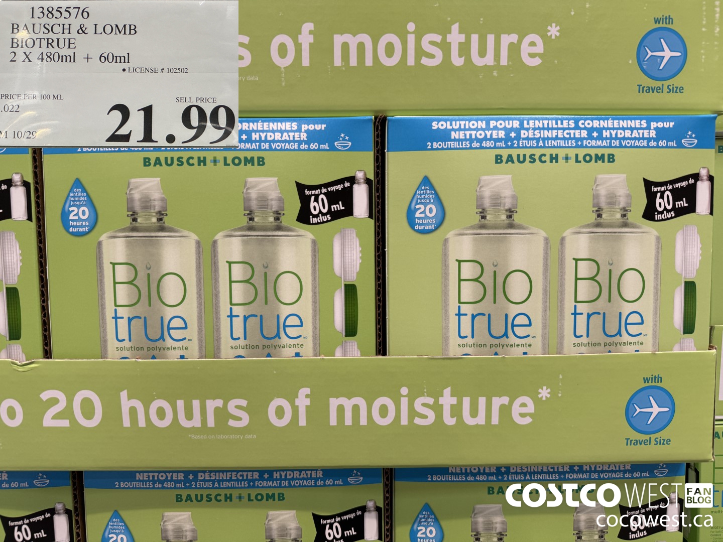 1385576 BAUSCH & LOMB BIOTRUE 2 X 480 ML + 60 ML $21.99
