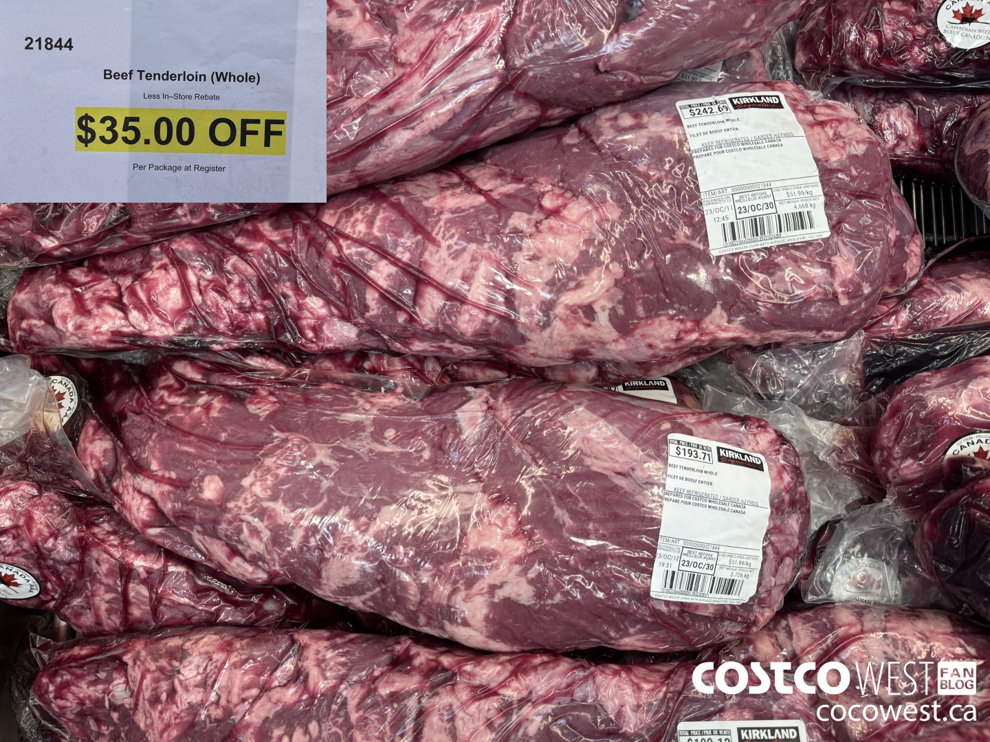 21844 BEEF TENDERLOIN WHOLE ($35.00 INSTANT SAVINGS)