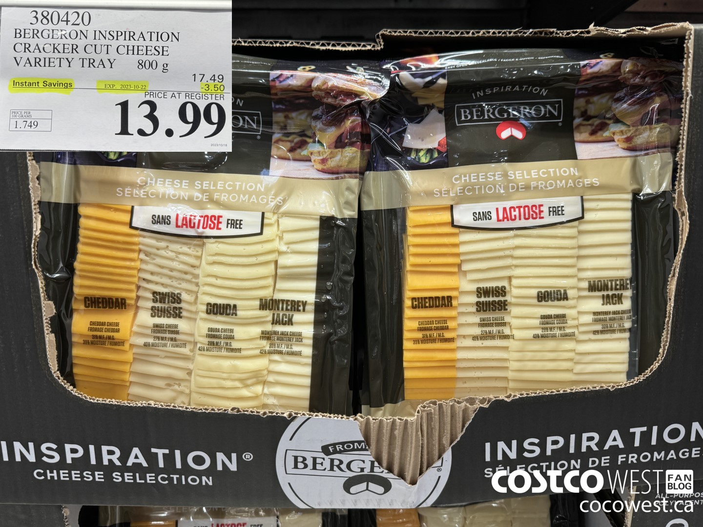 380420 BERGERON INSPIRATION CRACKER CUT CHEESE VARIETY TRAY 800g ($3.50 INSTANT SAVINGS EXPIRES ON 2023-10-22) $13.99