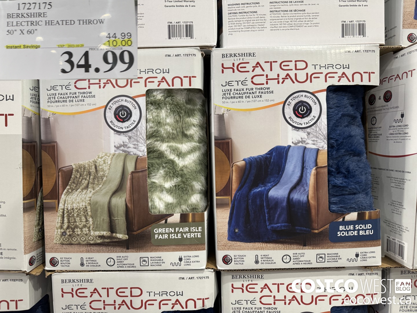 1727175 BERKSHIRE ELECTRIC HEATED THROW 50