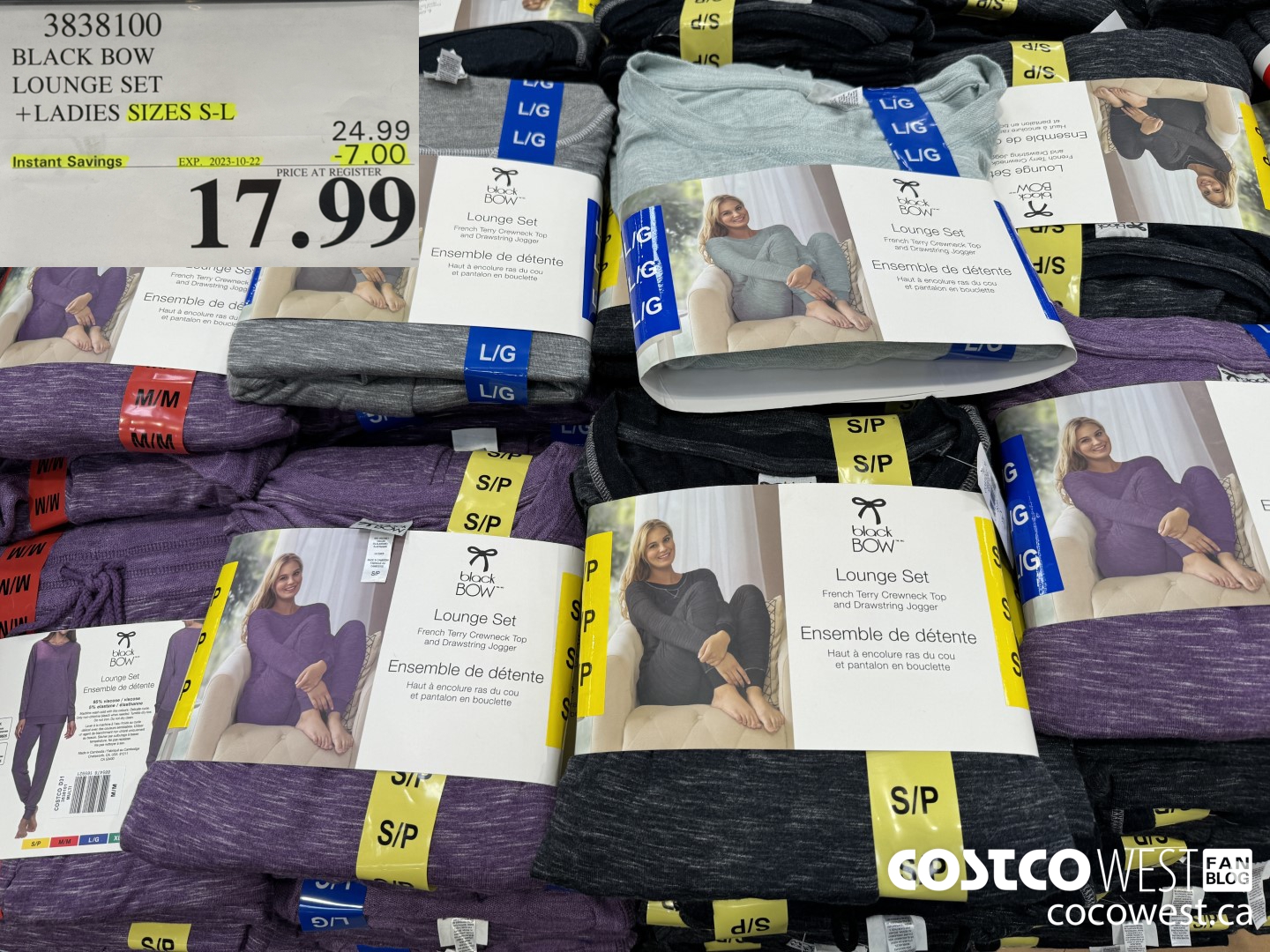 3838100 BLACK BOW LOUNGE SET LADIES SIZES S-L ($7.00 INSTANT SAVINGS EXPIRES ON 2023-10-22) $17.99