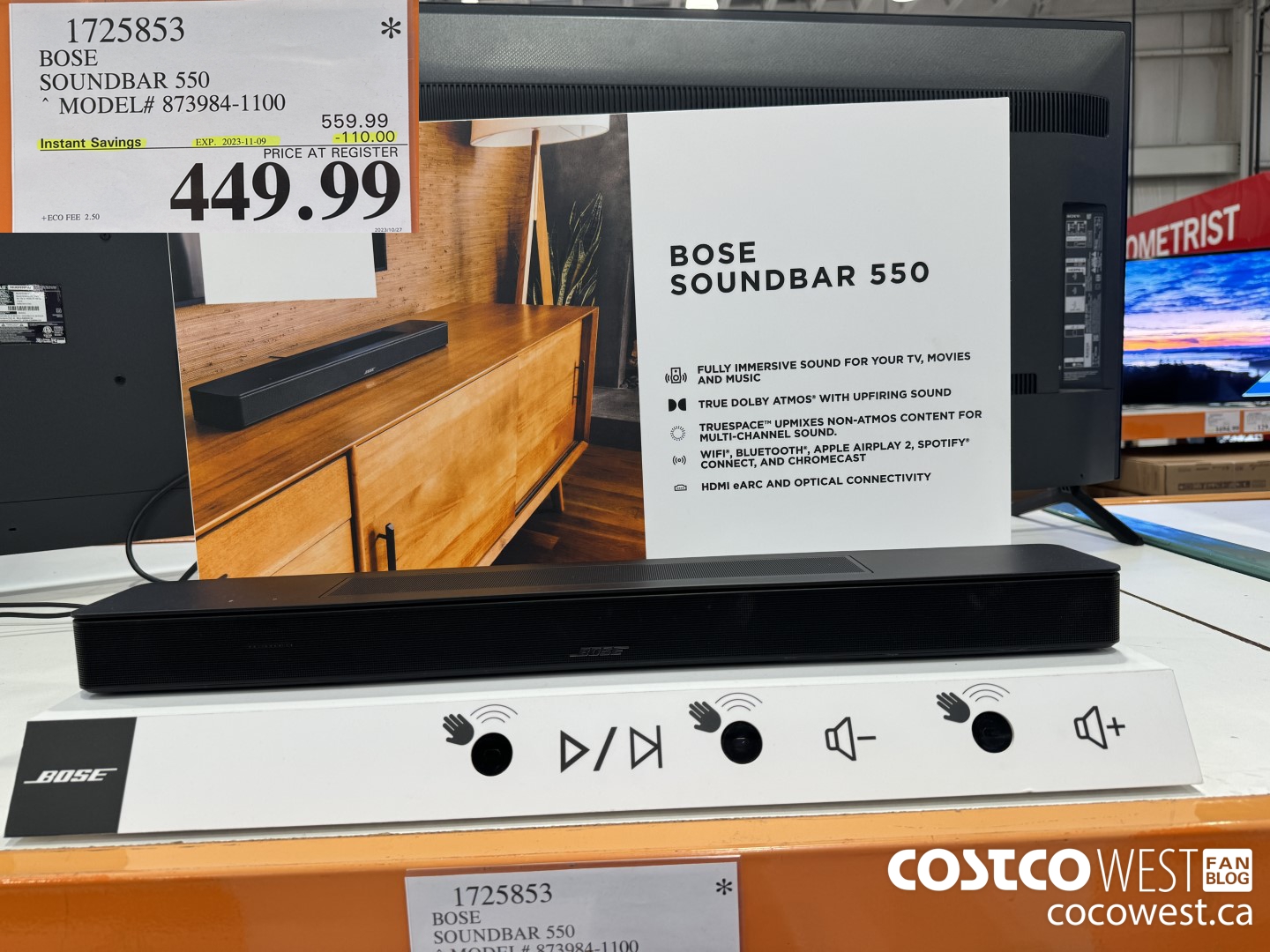 1725853 BOSE SOUNDBAR 550 MODEL#873984-1100 ($110.00 INSTANT SAVINGS EXPIRES ON 2023-11-09) $449.99