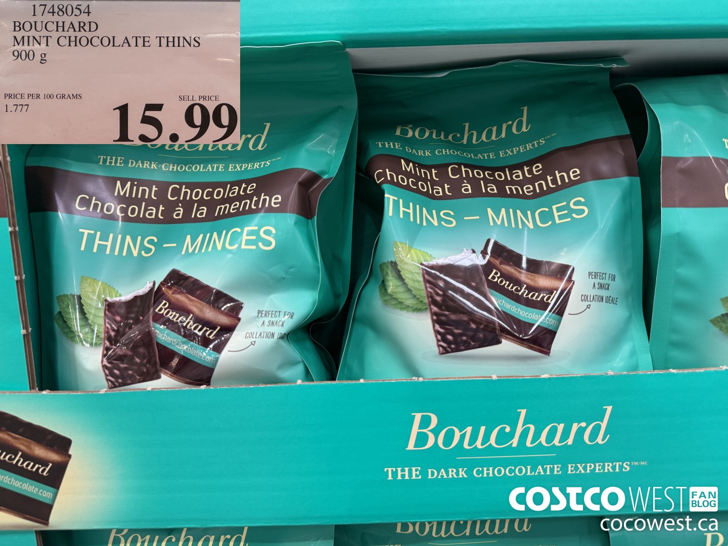 1748054 BOUCHARD MINT CHOCOLATE THINS 900G $15.99