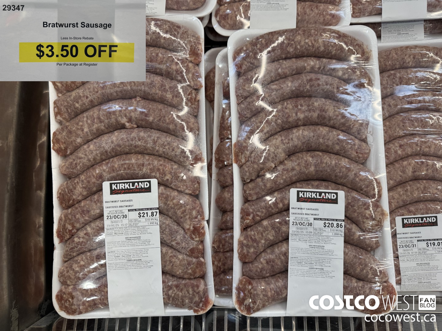 29347 BRATWURST SAUSAGES ($3.50 INSTANT SAVINGS)