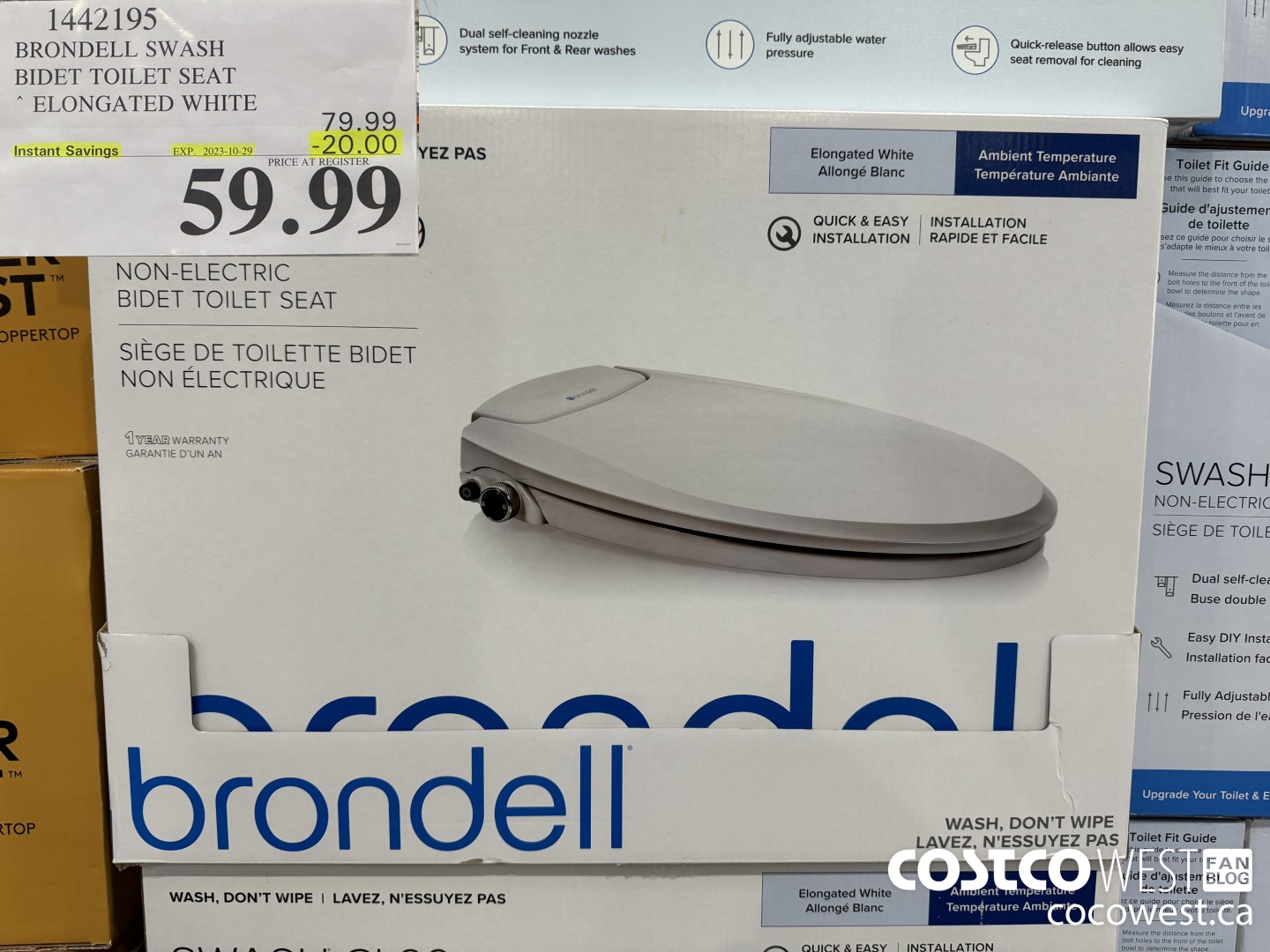 1442195 BRONDELL SWASH BIDET TOILET SEAT ELONGATED WHITE ($20.00 INSTANT SAVINGS EXPIRES ON 2023-10-29) $59.99