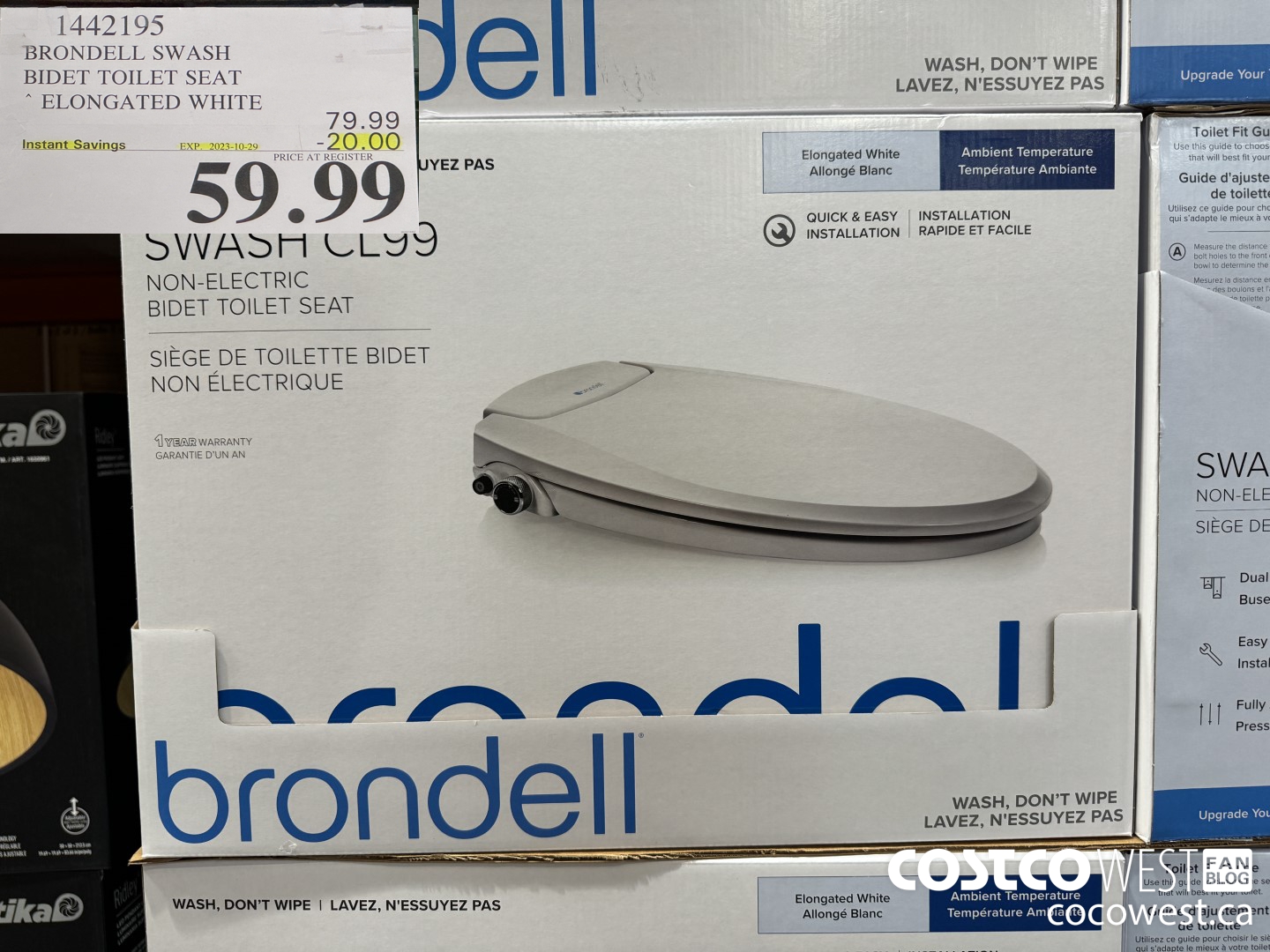 1442195 BRONDELL SWASH BIDET TOILET SEAT ELONGATED WHITE ($20.00 INSTANT SAVINGS EXPIRES ON 2023-10-29) $59.99