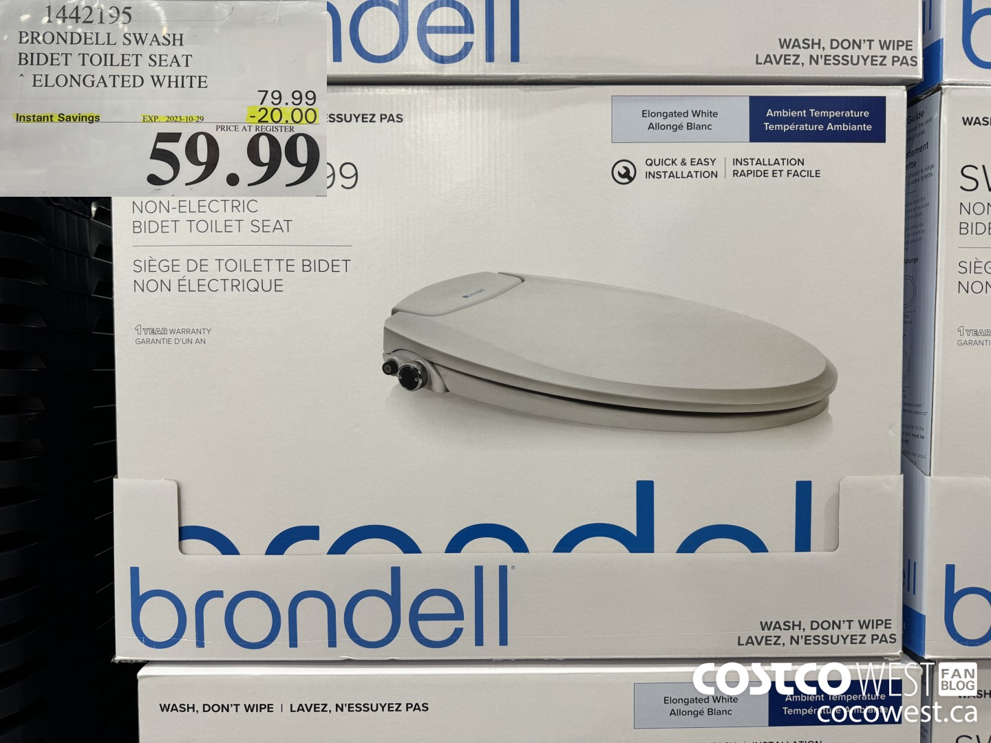 1442195 BRONDELL SWASH BIDET TOILET SEAT ELONGATED WHITE ($20.00 INSTANT SAVINGS EXPIRES ON 2023-10-29) $59.99