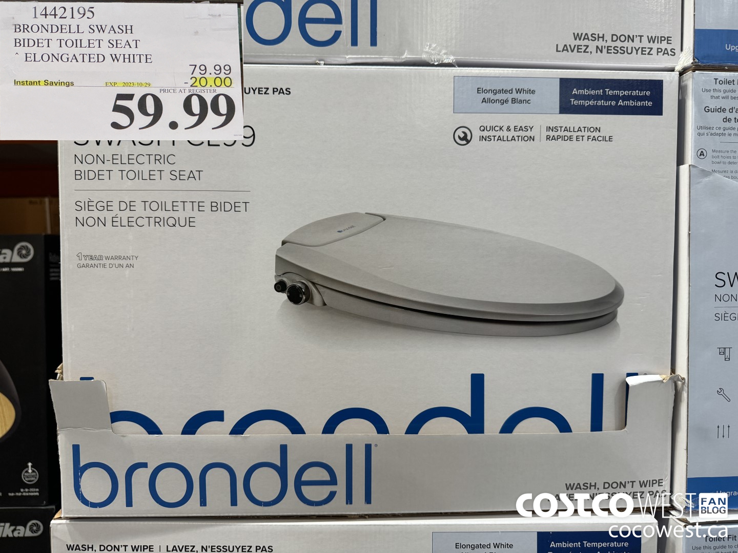 1442195 BRONDELL SWASH BIDET TOILET SEAT ELONGATED WHITE ($20.00 INSTANT SAVINGS EXPIRES ON 2023-10-29) $59.99