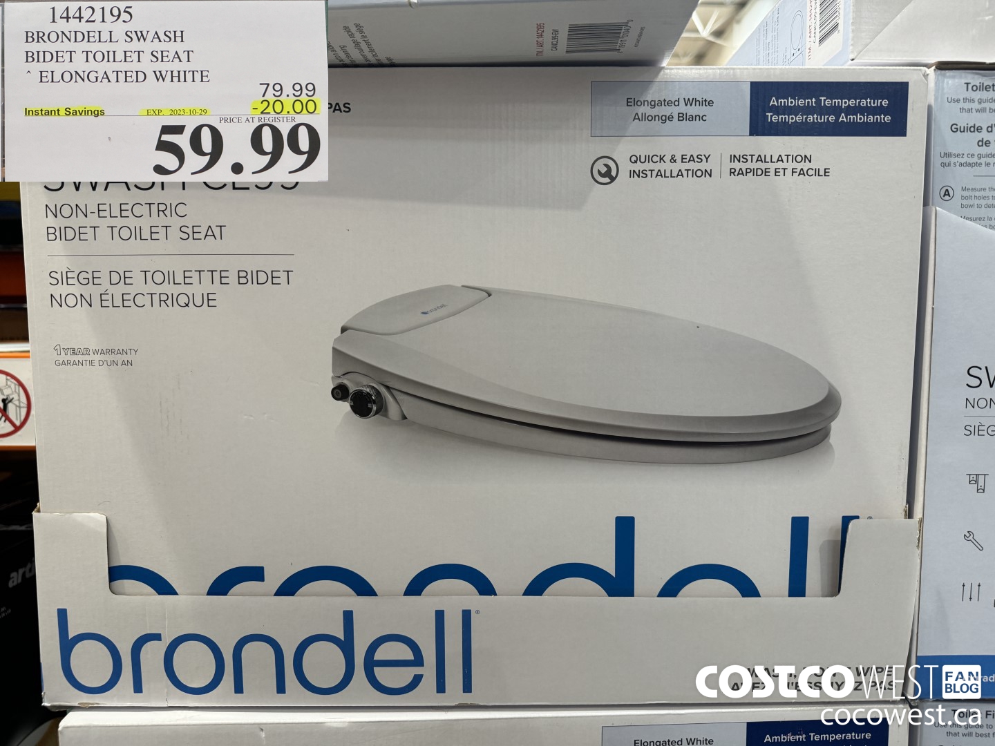 1442195 BRONDELL SWASH BIDET TOILET SEAT ELONGATED WHITE ($20.00 INSTANT SAVINGS EXPIRES ON 2023-10-29) $59.99