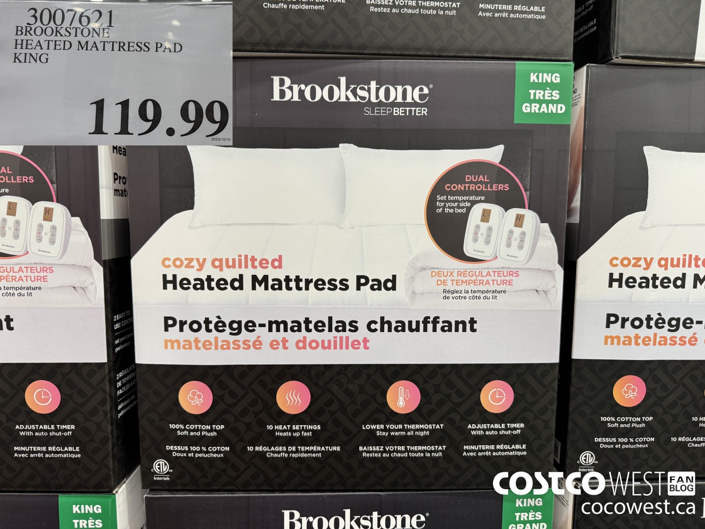 3007621 BROOKSTONE HEATED MATTRESS PAD KING $119.99