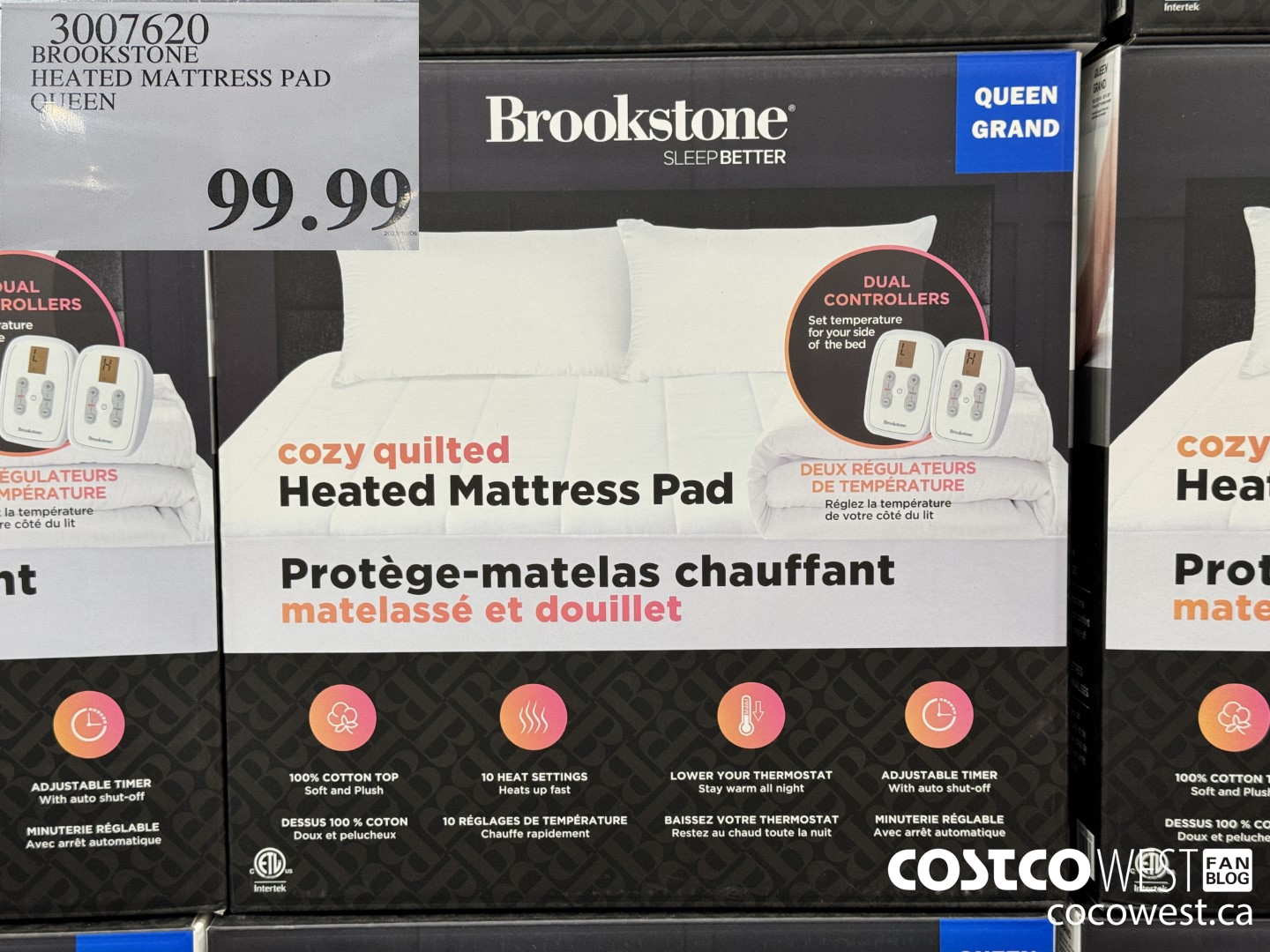 3007620 BROOKSTONE HEATED MATTRESS PAD QUEEN $99.99