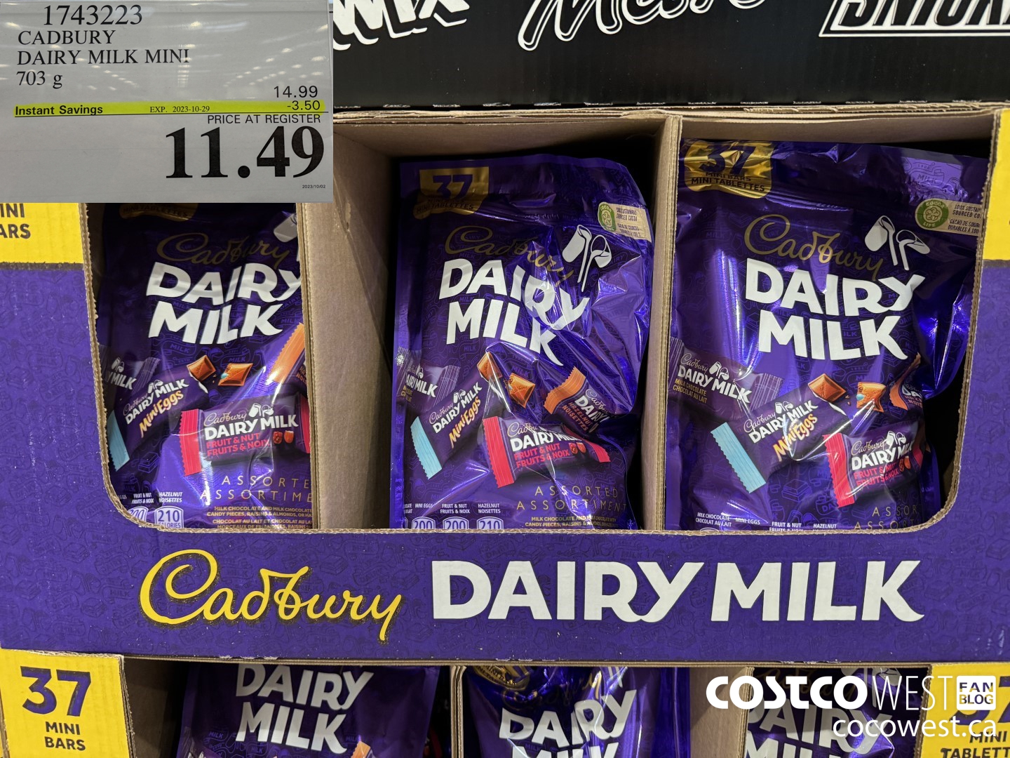 1743223 CADBURY DAIRY MILK MINI 705G ($3.50 INSTANT SAVINGS EXPIRES ON 2023-10-29) $11.49