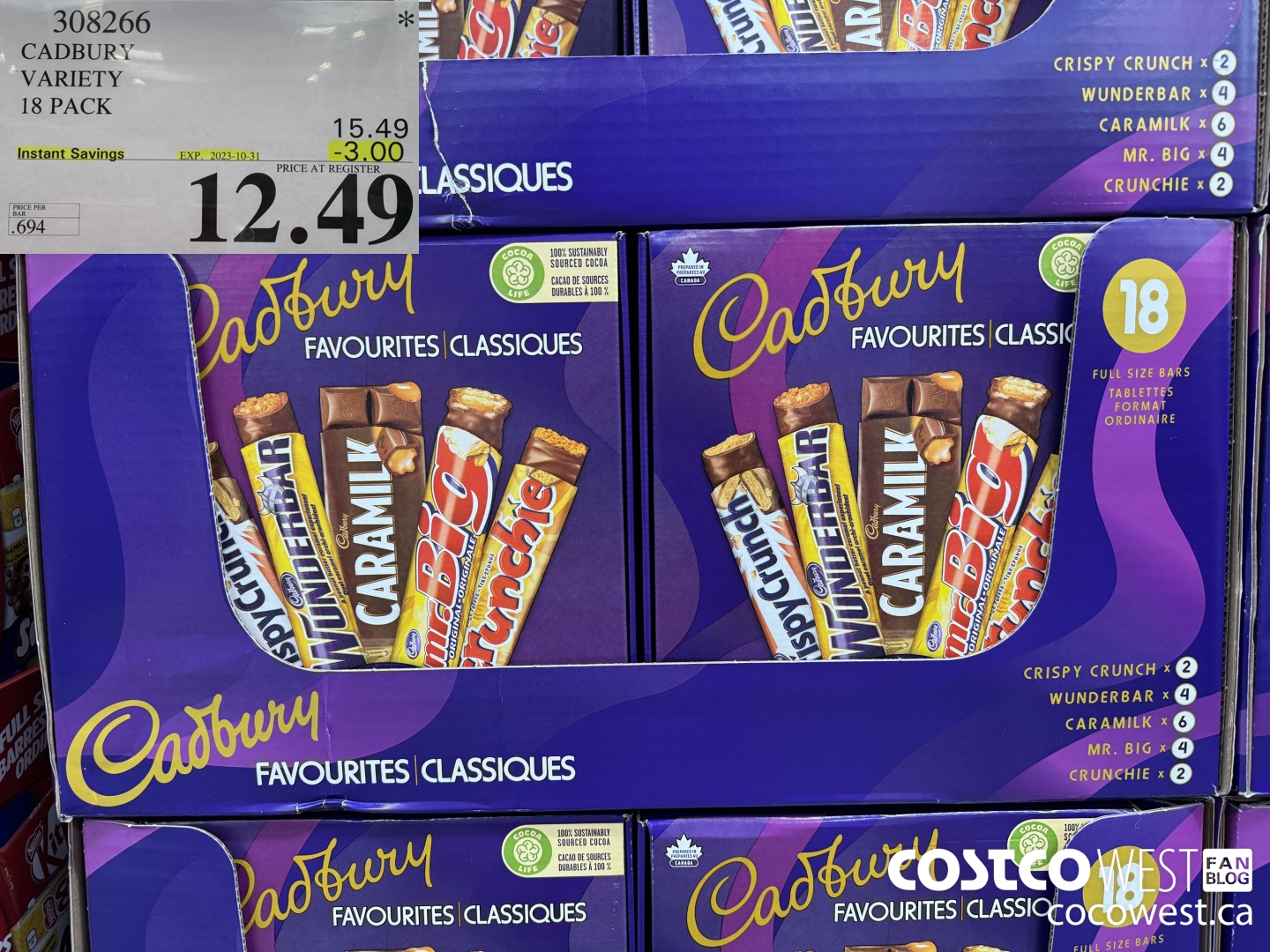 308266 CADBURY VARIETY 18 PACK ($3.00 INSTANT SAVINGS EXPIRES ON 2023-10-31) $12.49