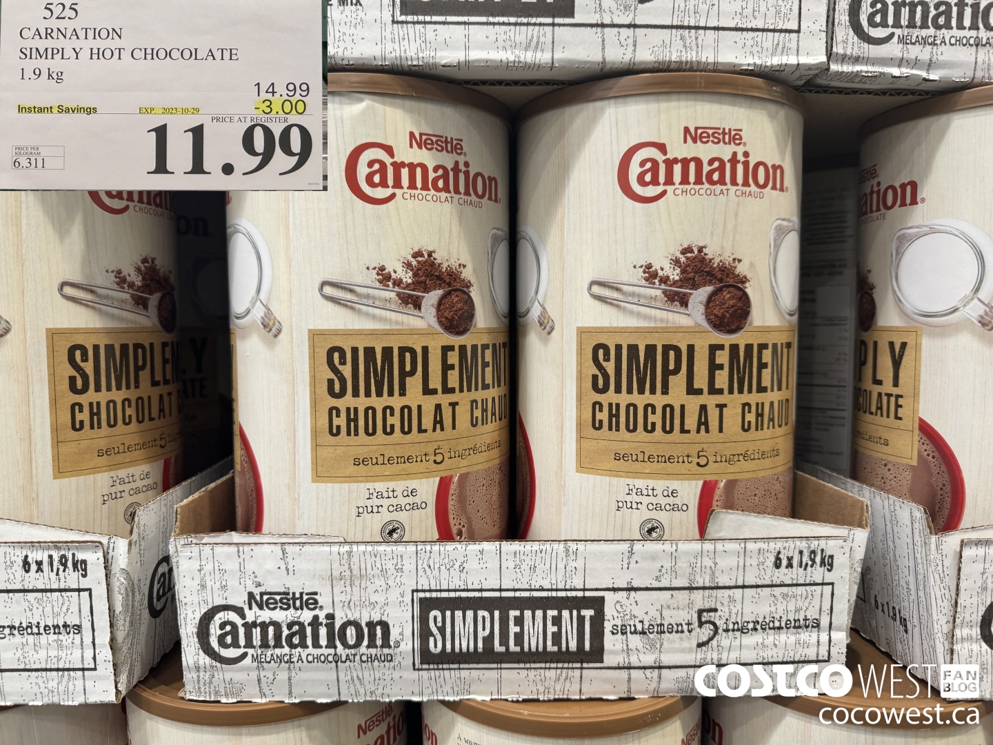 525 CARNATION 5 SIMPLE INGREDIENTS HOT CHOCOLATE 1.9 kg ($3.00 INSTANT SAVINGS EXPIRES ON 2023-10-29) $11.99