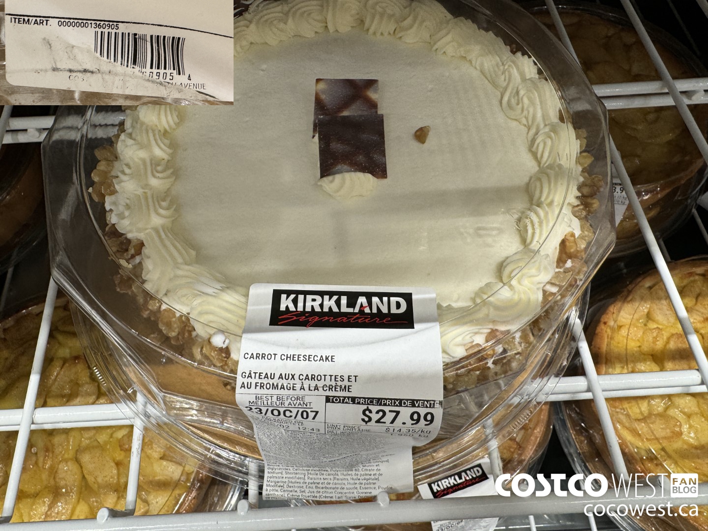 1360905 CARROT CHEESECAKE $27.99