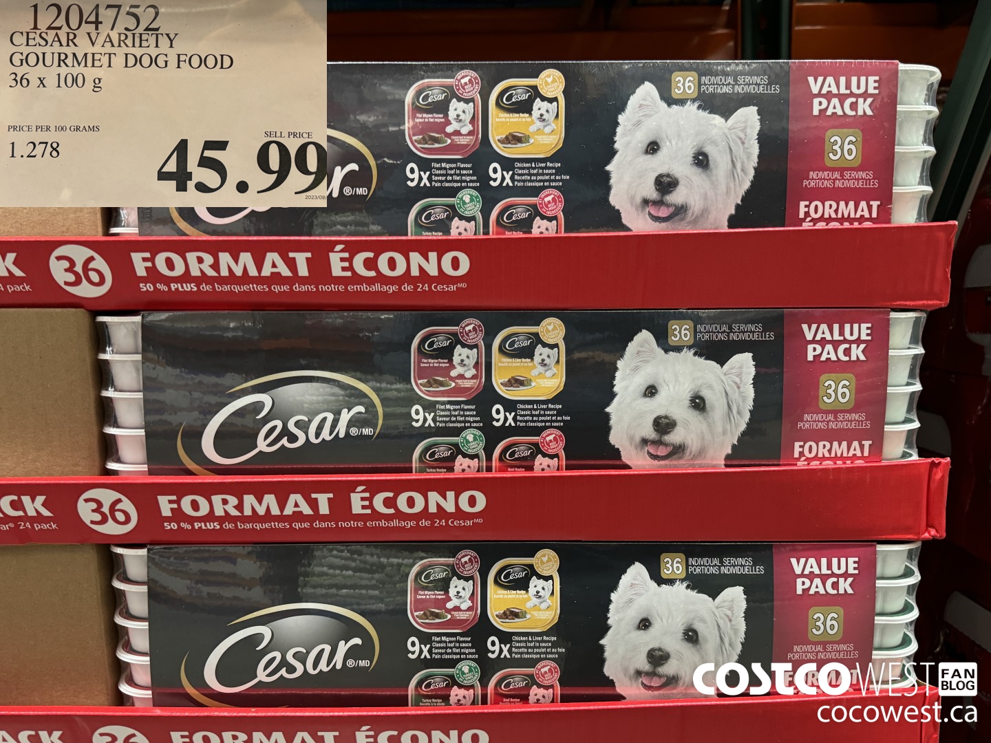 1204752 CESAR VARIETY GOURMET DOG FOOD 36 x 100 g $45.99