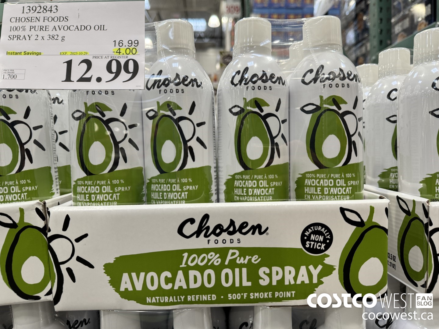 1392843 CHOSEN FOODS 100% PURE AVOCADO OIL SPRAY 2 x 382 g ($4.00 INSTANT SAVINGS EXPIRES ON 2023-10-29) $12.99
