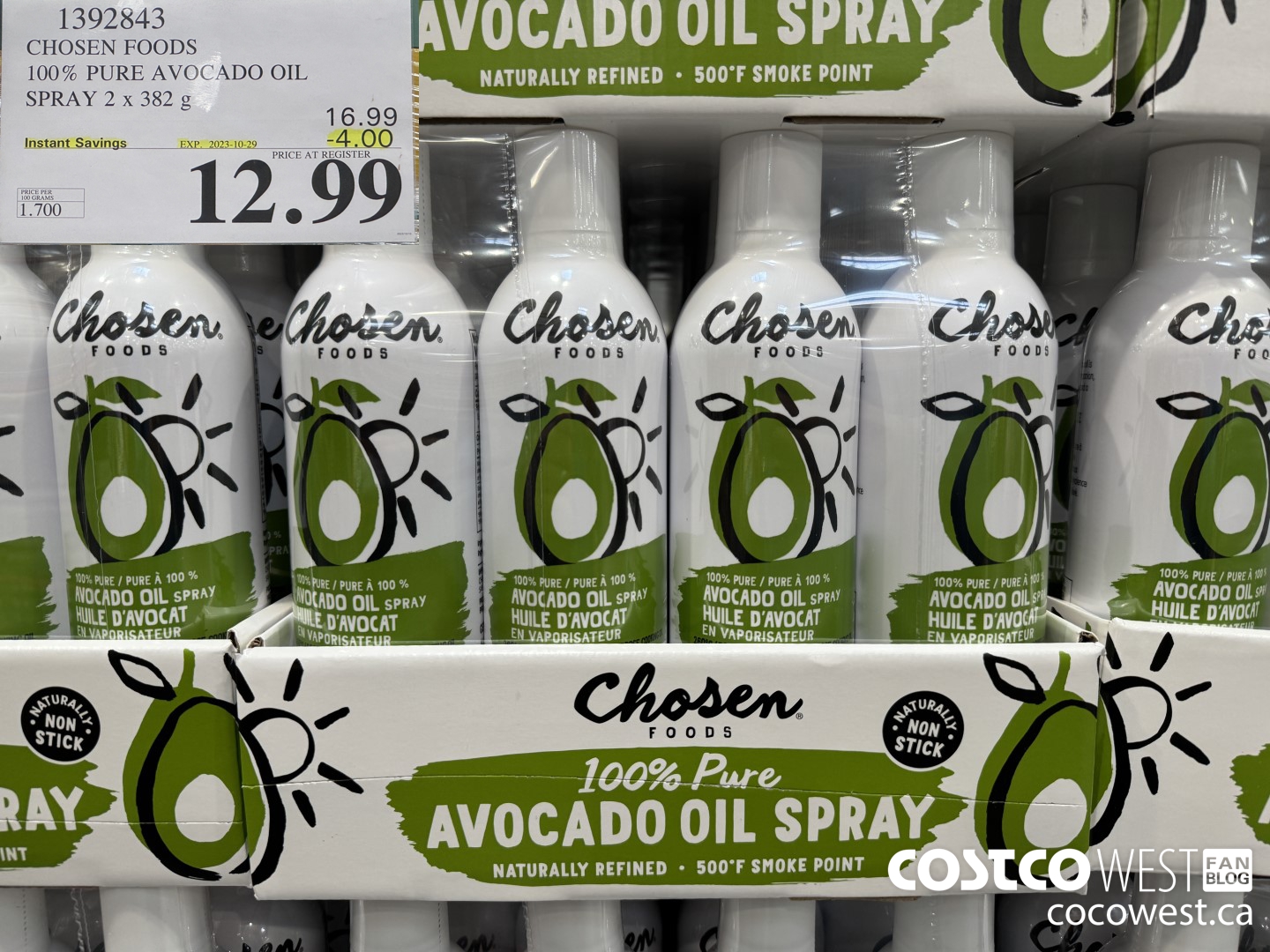 1392843 CHOSEN FOODS 100% PURE AVOCADO OIL SPRAY 2 x 382 g ($4.00 INSTANT SAVINGS EXPIRES ON 2023-10-29) $12.99