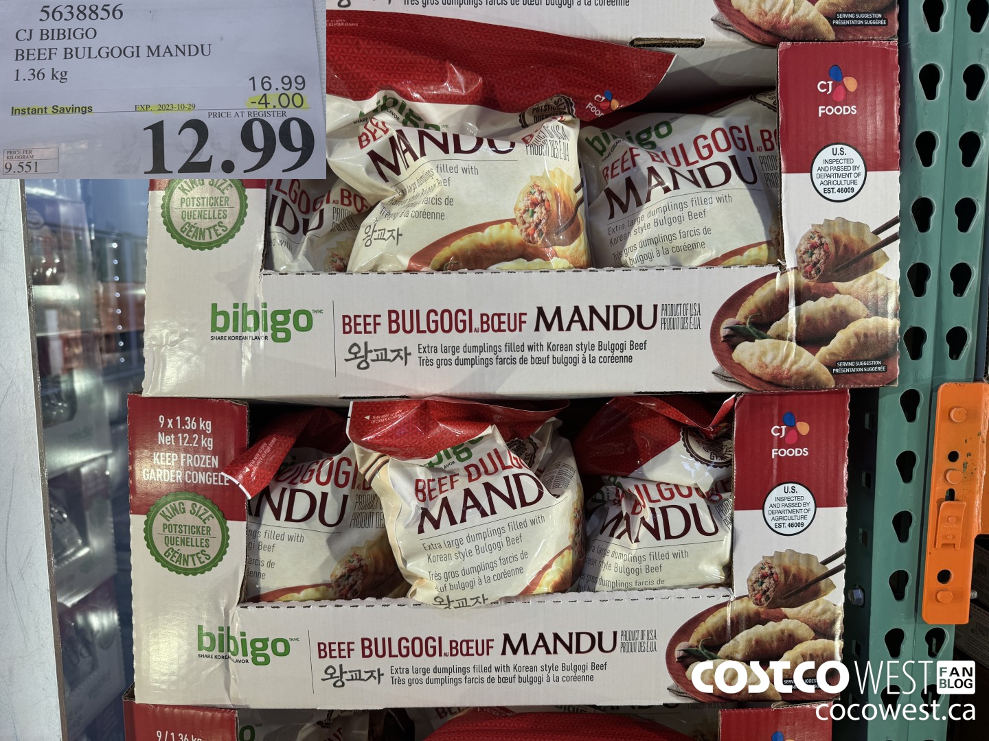 5638856 CJ BIBIGO BEEF BULGOGI MANDU 1.36 kg ($4.00 INSTANT SAVINGS EXPIRES ON 2023-10-29) $12.99