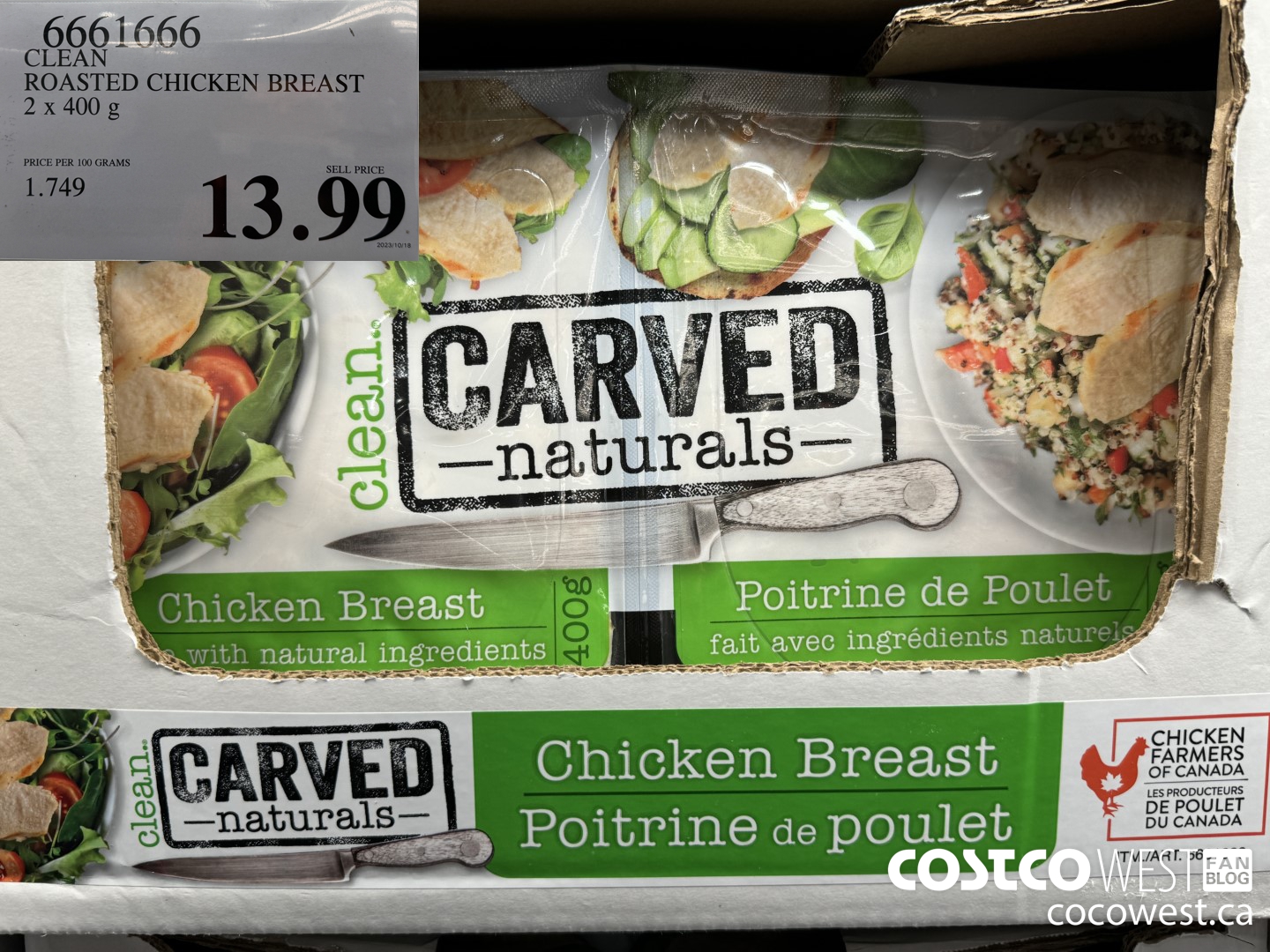 6661666 CLEAN ROASTED CHICKEN BREAST 2 X 400G $13.99